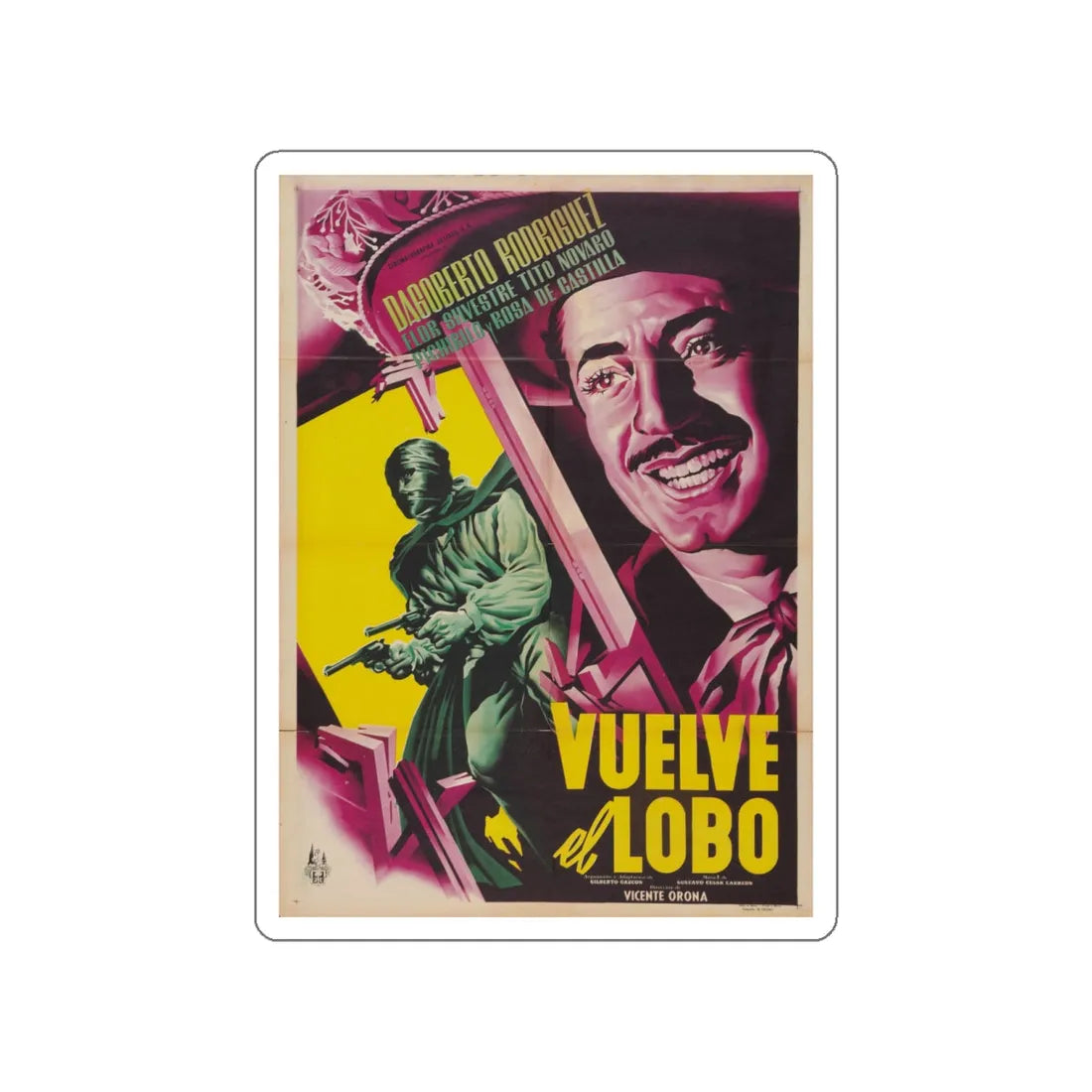 VUELVE EL LOBO 1952 Movie Poster STICKER Vinyl Die-Cut Decal 4 Inch - The Sticker Space