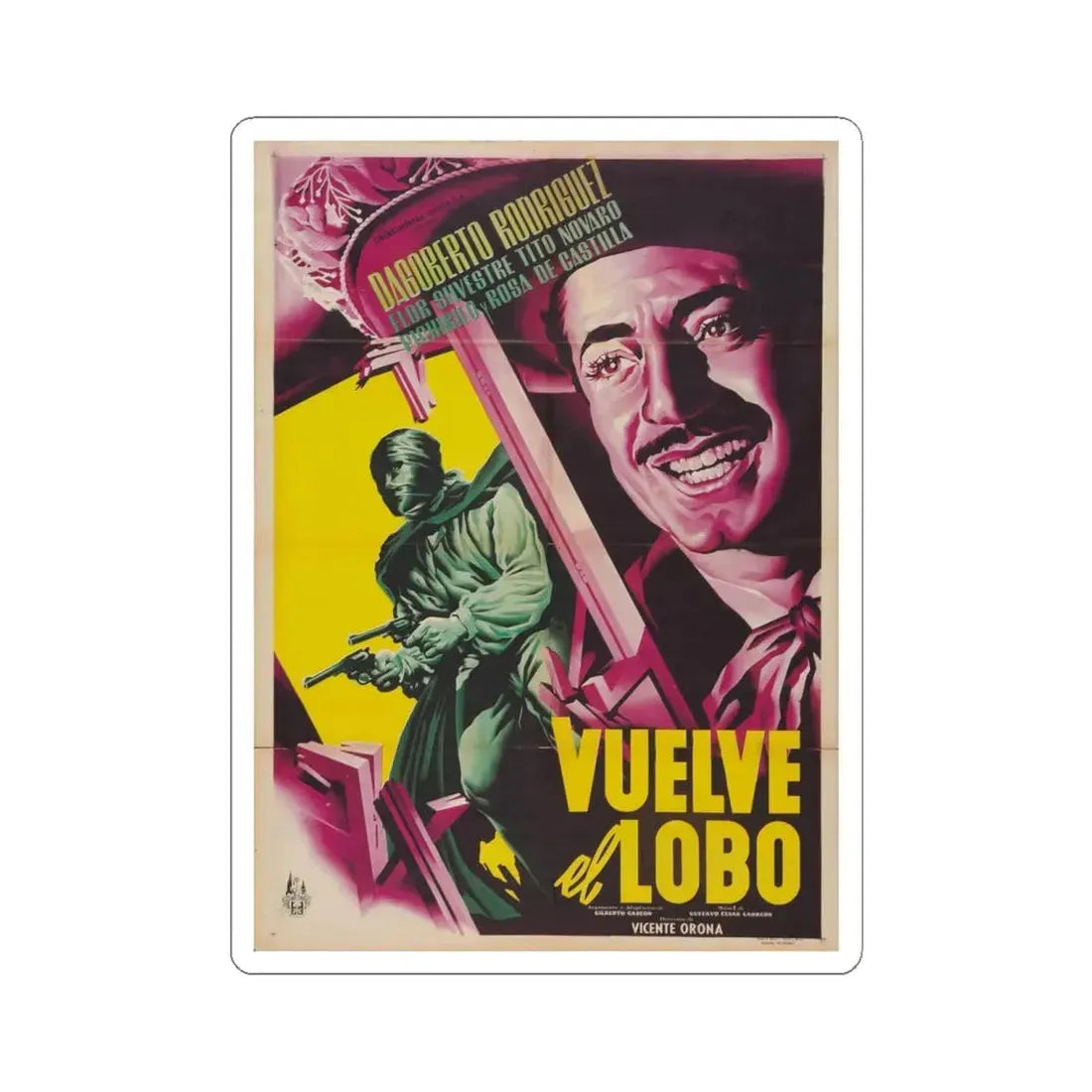 VUELVE EL LOBO 1952 Movie Poster - STICKER Vinyl Kiss-Cut Decal 6 Inch White - The Sticker Space