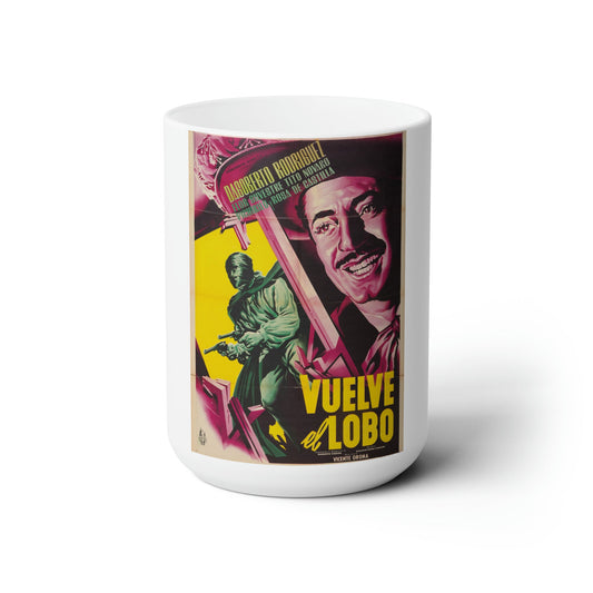 VUELVE EL LOBO 1952 Movie Poster - White Coffee Cup 15oz-15oz-The Sticker Space