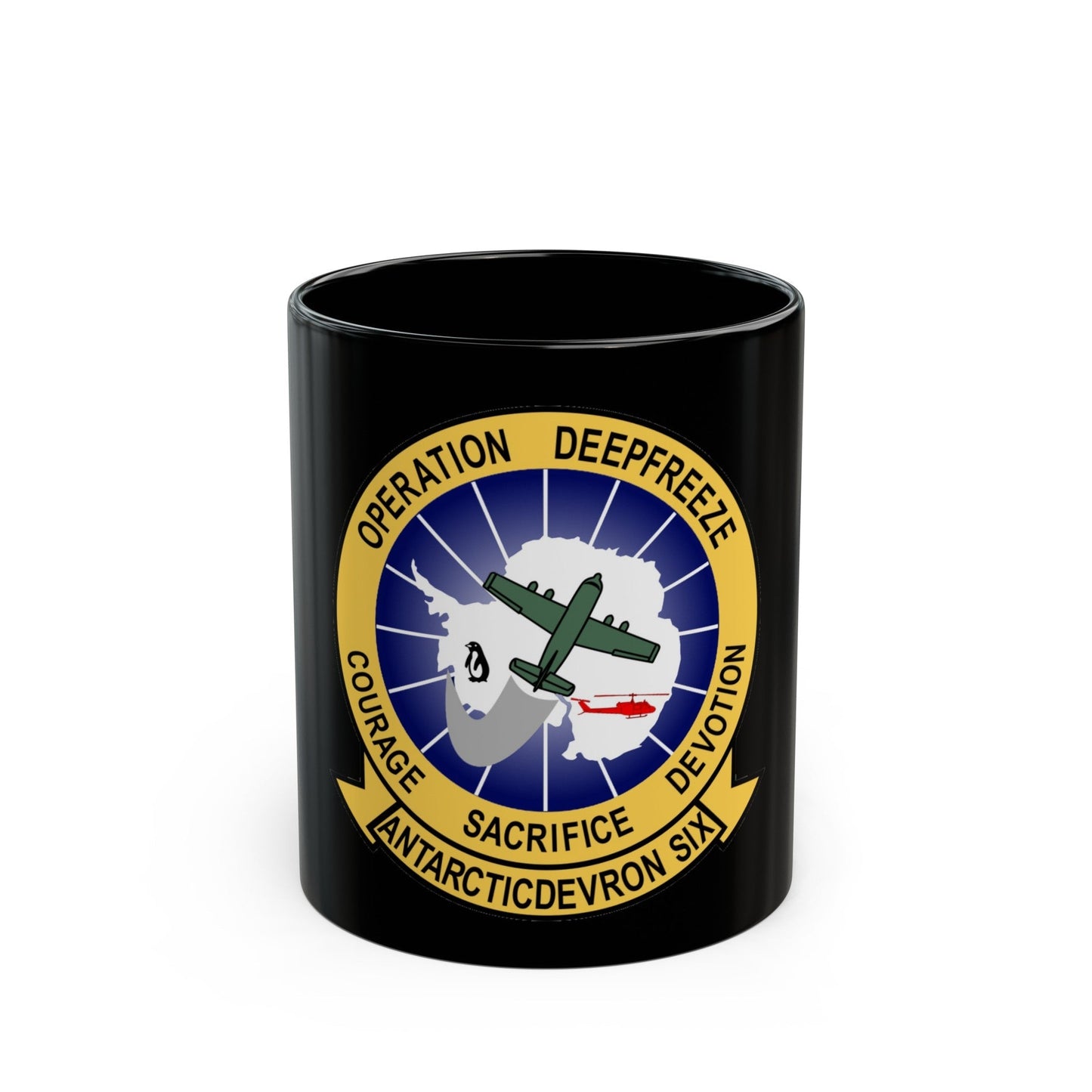 VXE 6 Puckered Penguins (U.S. Navy) Black Coffee Mug-11oz-The Sticker Space