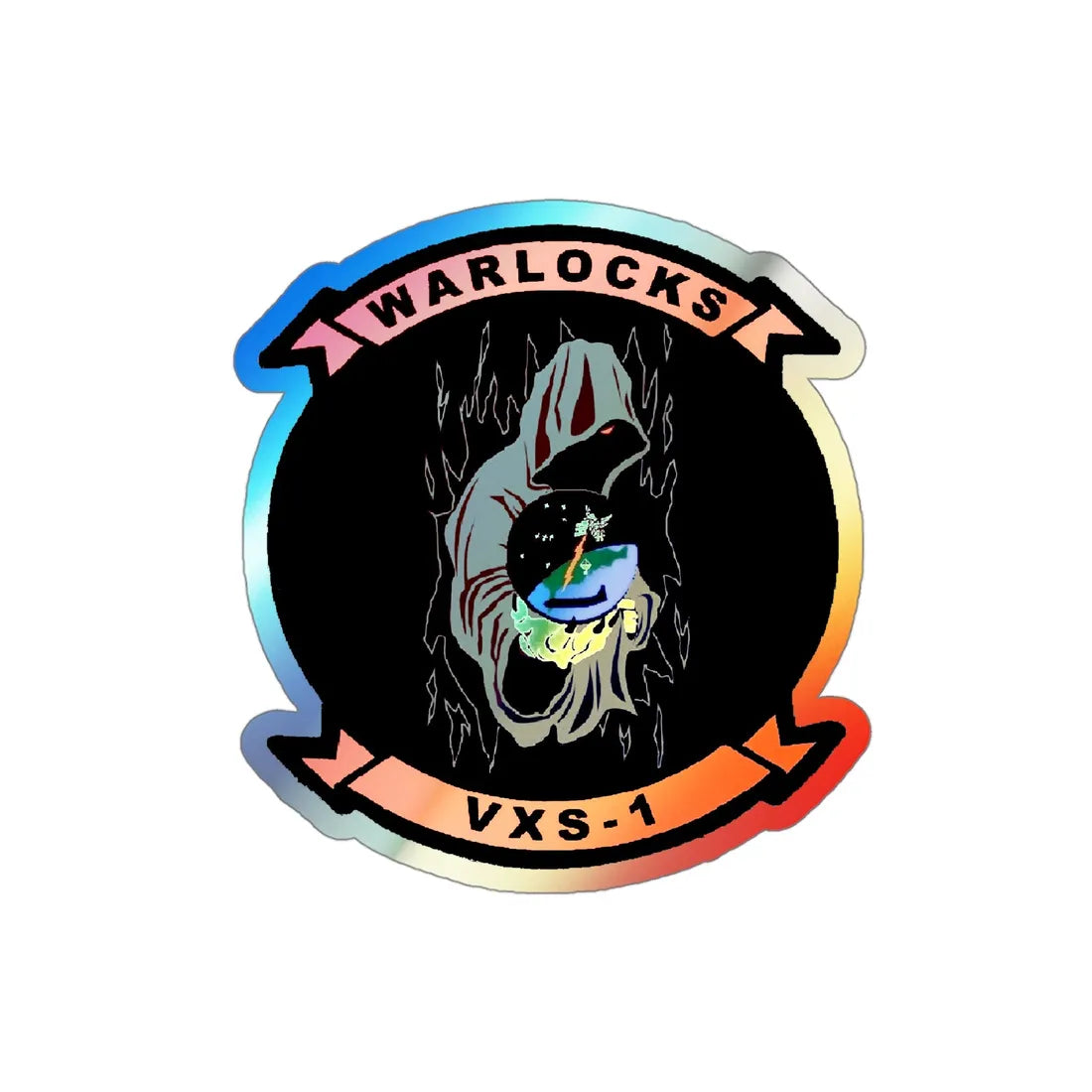 VXS 1 Warlocks (U.S. Navy) Holographic STICKER Die-Cut Vinyl Decal 4 Inch Holographic - The Sticker Space