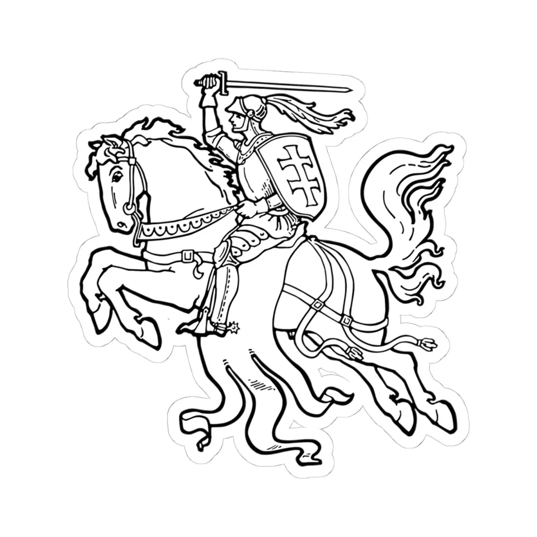 Vytis of Antanas Žmuidzinavičius 1917 - white (Lithuania) (Coat of Arms) STICKER Vinyl Kiss-Cut Decal 4 Inch White - The Sticker Space