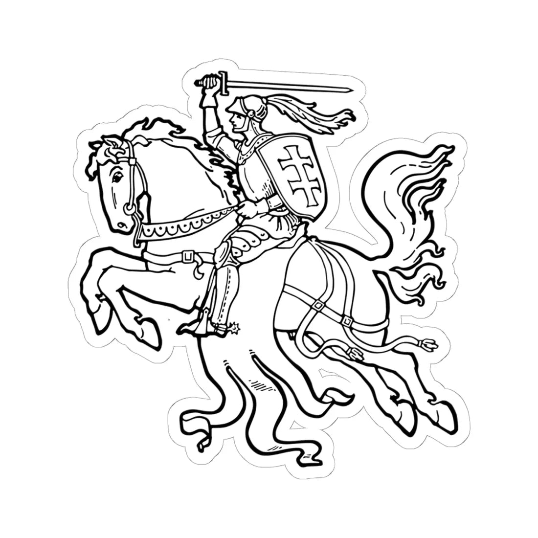 Vytis of Antanas Žmuidzinavičius 1917 - white (Lithuania) (Coat of Arms) STICKER Vinyl Kiss-Cut Decal 6 Inch White - The Sticker Space