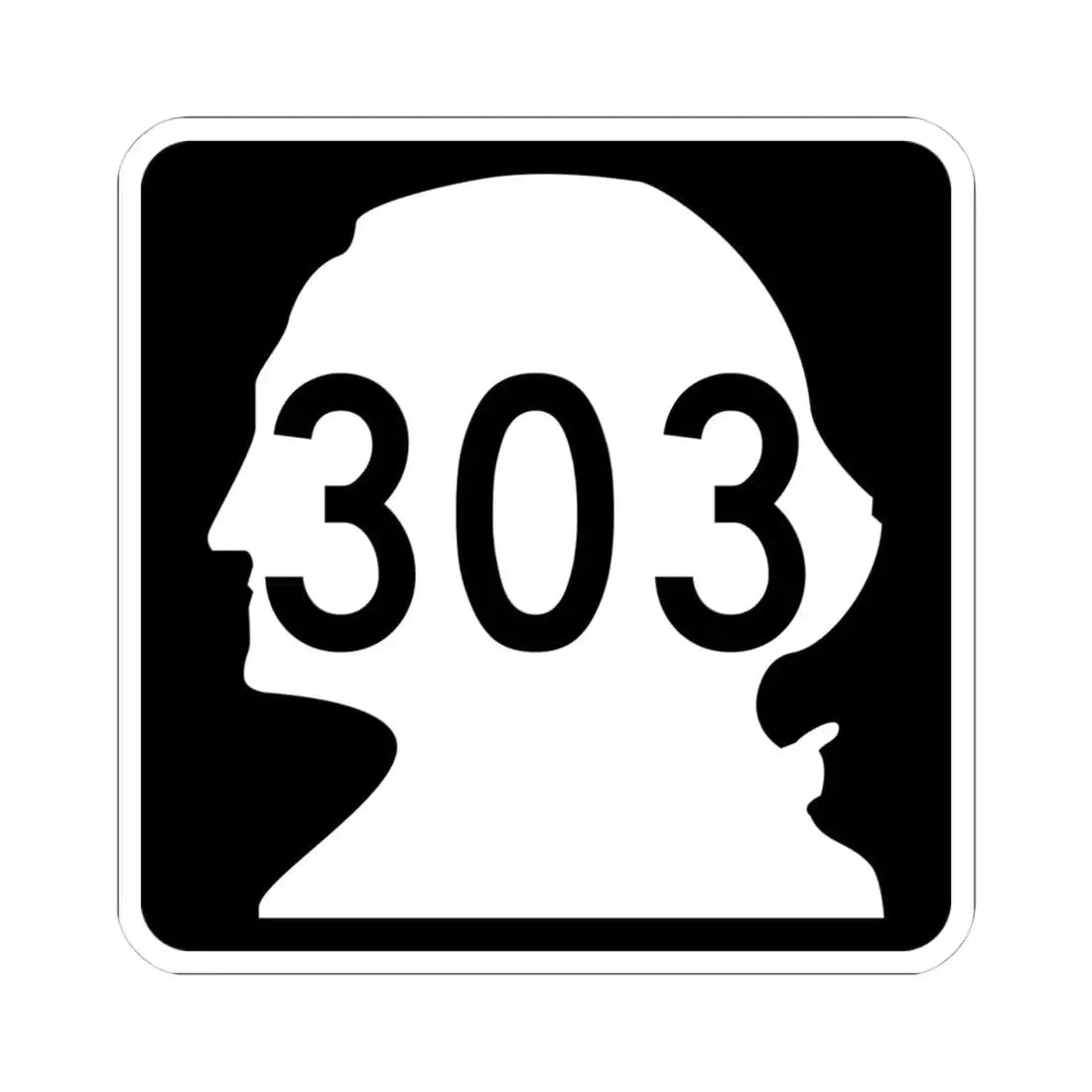 WA-303 (Washington) (Road Sign) STICKER Vinyl Kiss-Cut Decal 4 Inch White - The Sticker Space