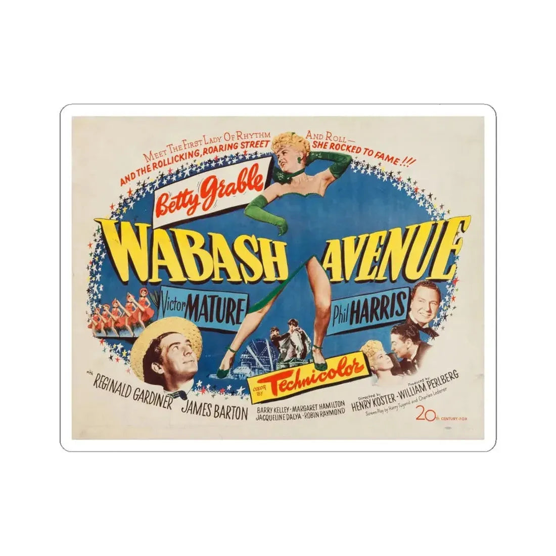 Wabash Avenue 1950 v2 Movie Poster - STICKER Vinyl Kiss-Cut Decal 6 Inch White - The Sticker Space