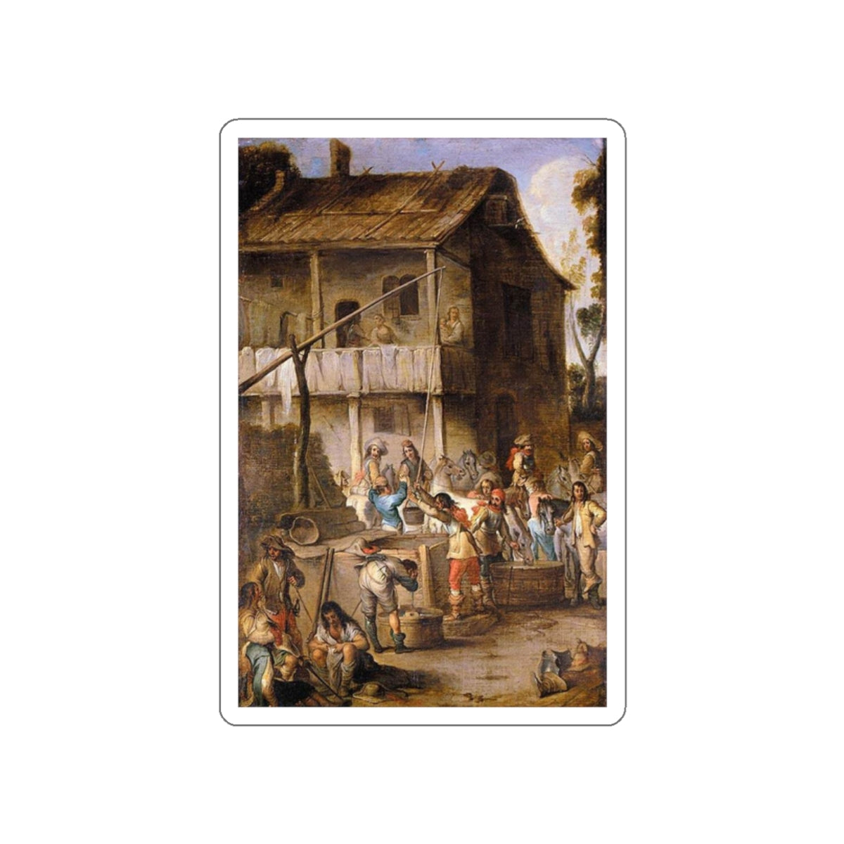 WAEL, Cornelis de - Soldiers before a Tavern (Artwork) STICKER Vinyl Die-Cut Decal-White-The Sticker Space