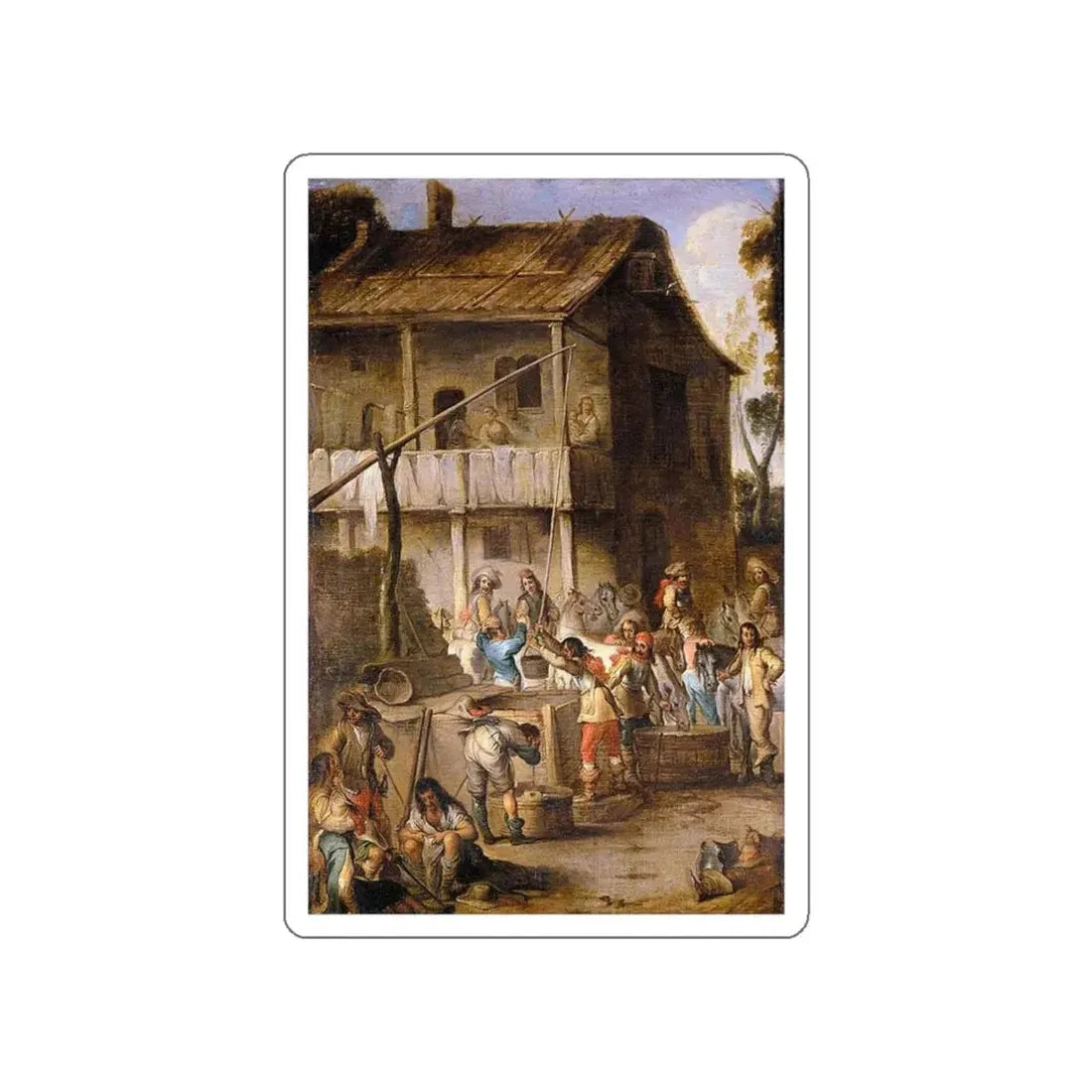 WAEL, Cornelis de - Soldiers before a Tavern (Artwork) STICKER Vinyl Die-Cut Decal White Die-Cut 5 Inch - The Sticker Space