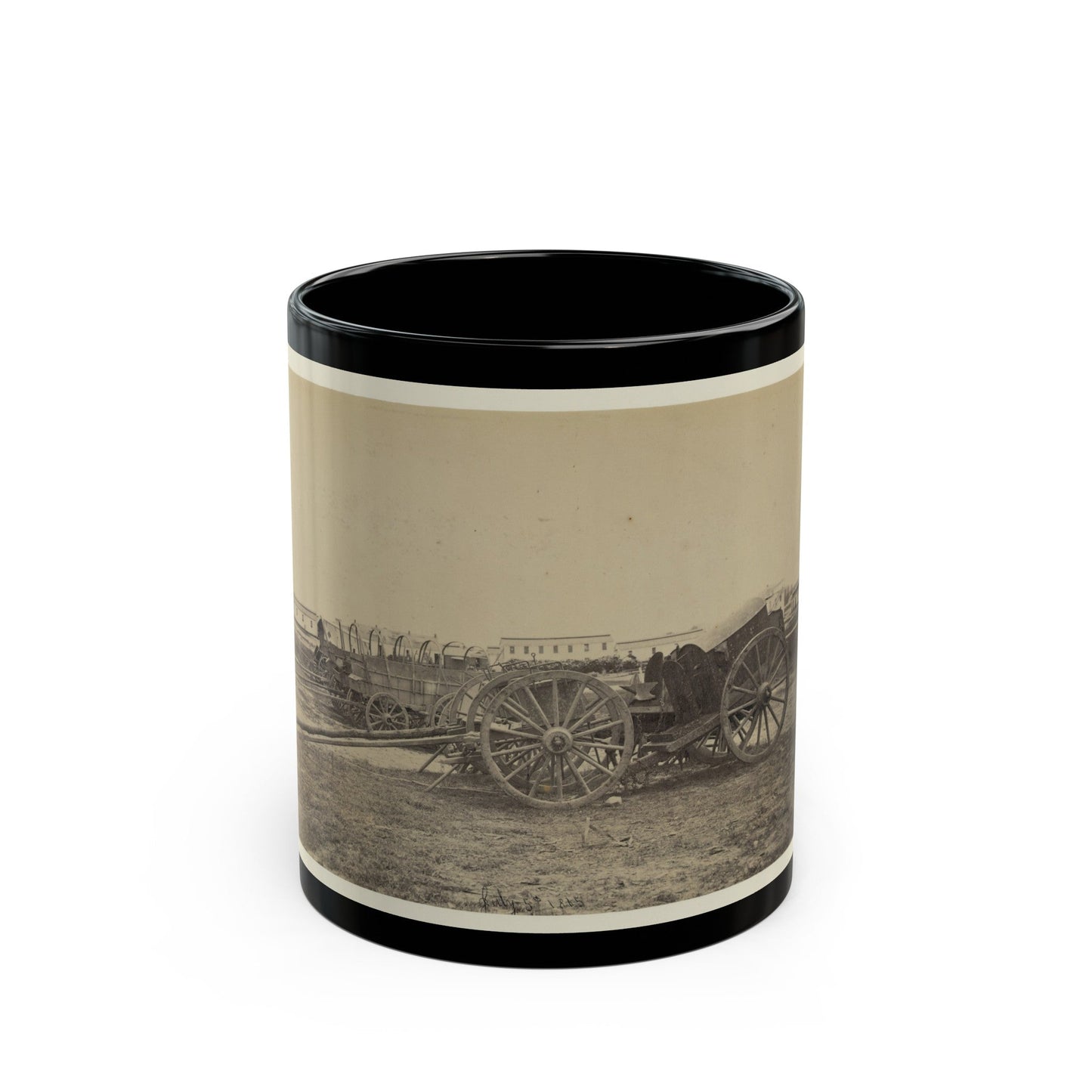 Wagons With Caisson In Foreground, Probably At A Civil War Military Camp (U.S. Civil War) Black Coffee Mug-11oz-The Sticker Space