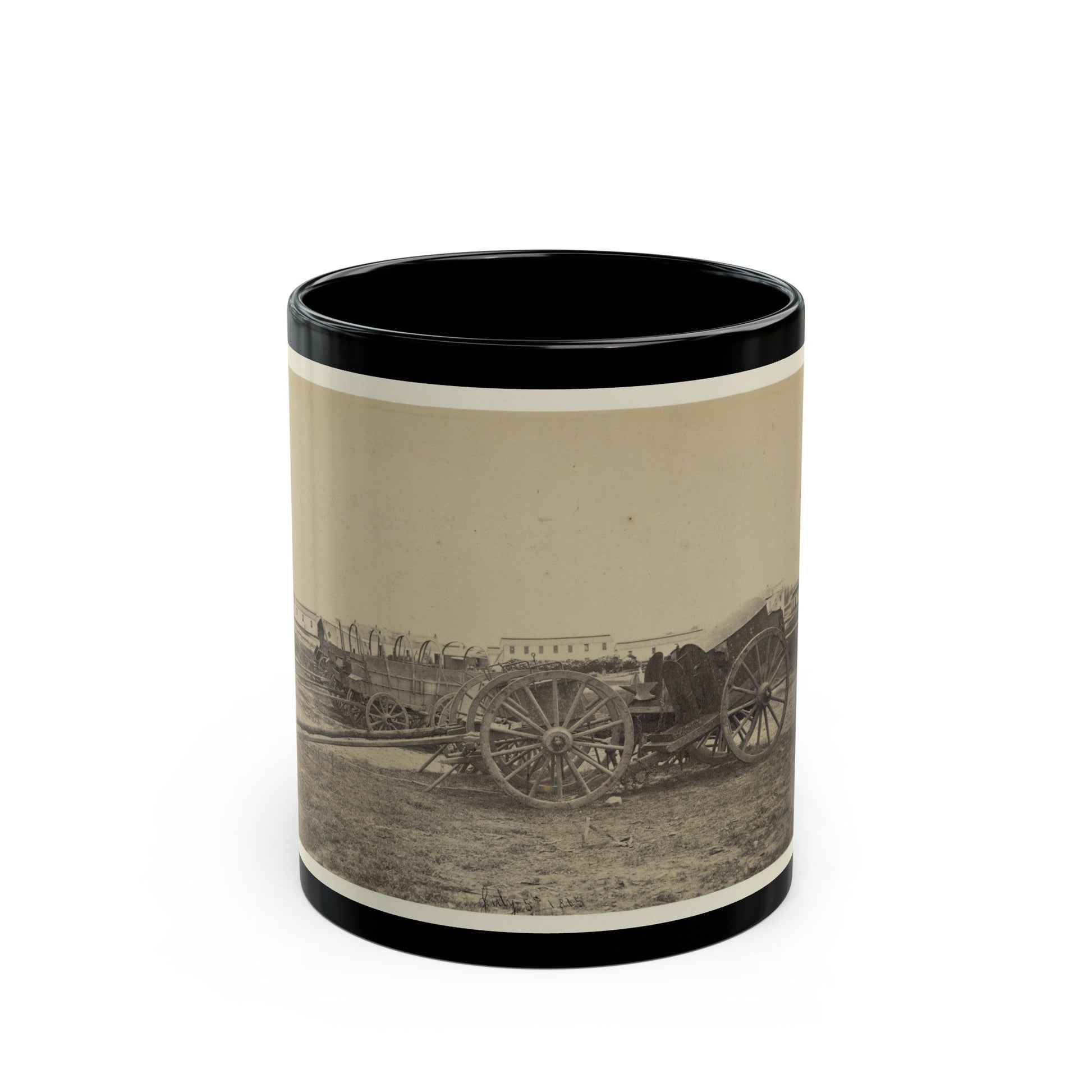 Wagons With Caisson In Foreground, Probably At A Civil War Military Camp (U.S. Civil War) Black Coffee Mug-11oz-The Sticker Space