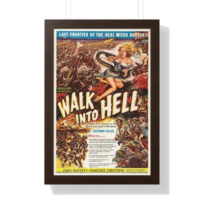 WALK INTO HELL 1956 - Framed Movie Poster 16″ x 24″ Walnut - The Sticker Space
