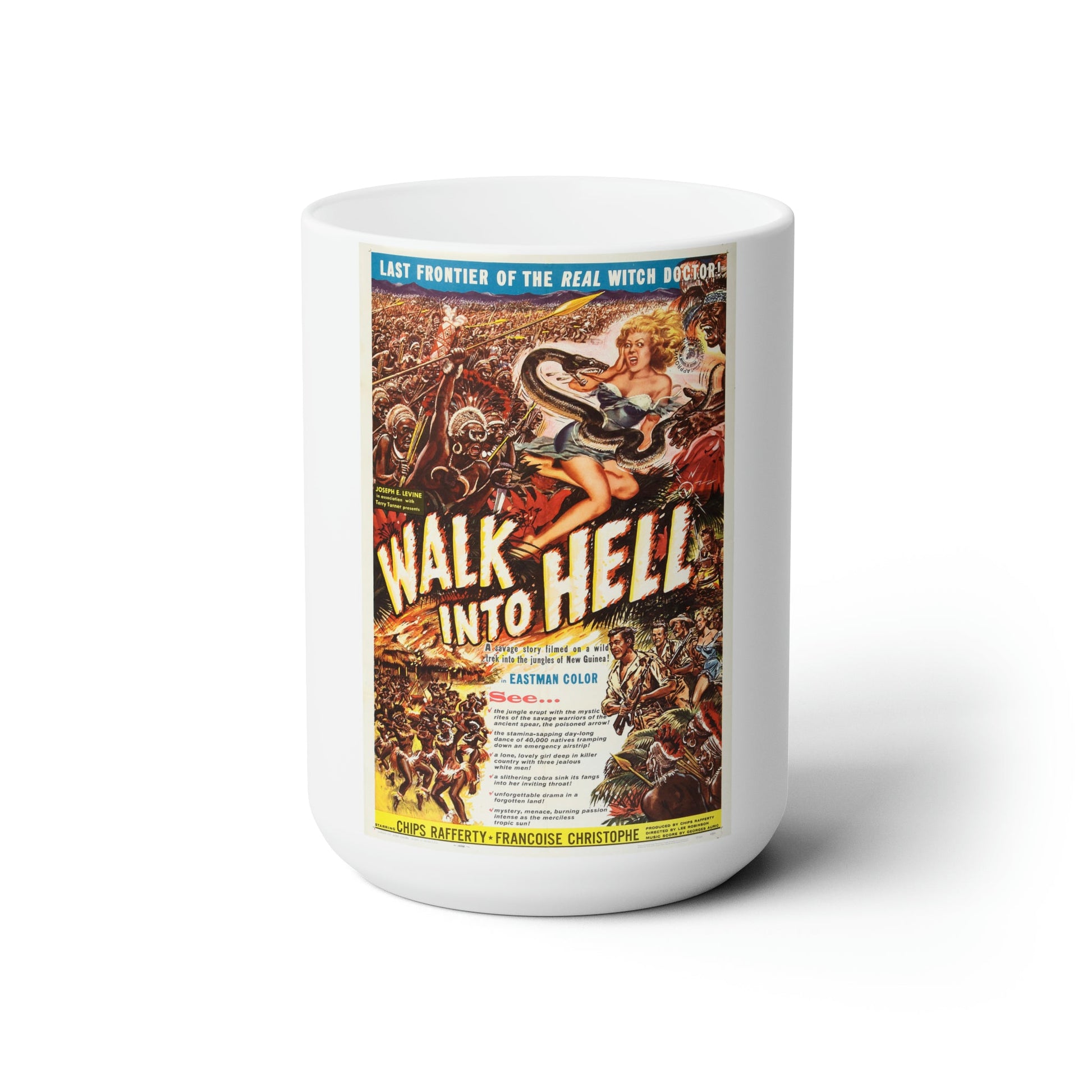 WALK INTO HELL 1956 Movie Poster - White Coffee Cup 15oz-15oz-The Sticker Space