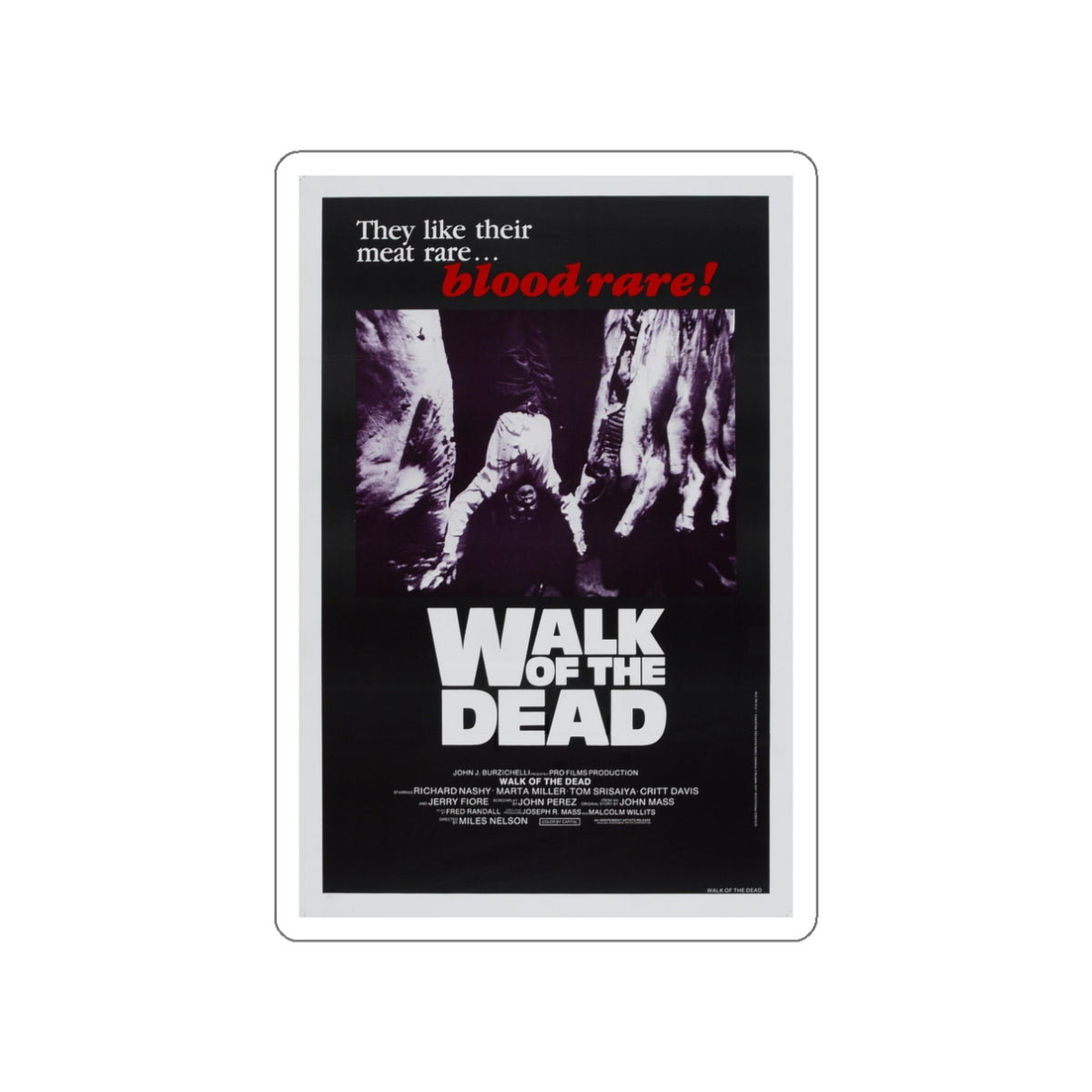 WALK OF THE DEAD (VENGEANCE OF THE ZOMBIES) 1973 Movie Poster STICKER Vinyl Die-Cut Decal-White-The Sticker Space