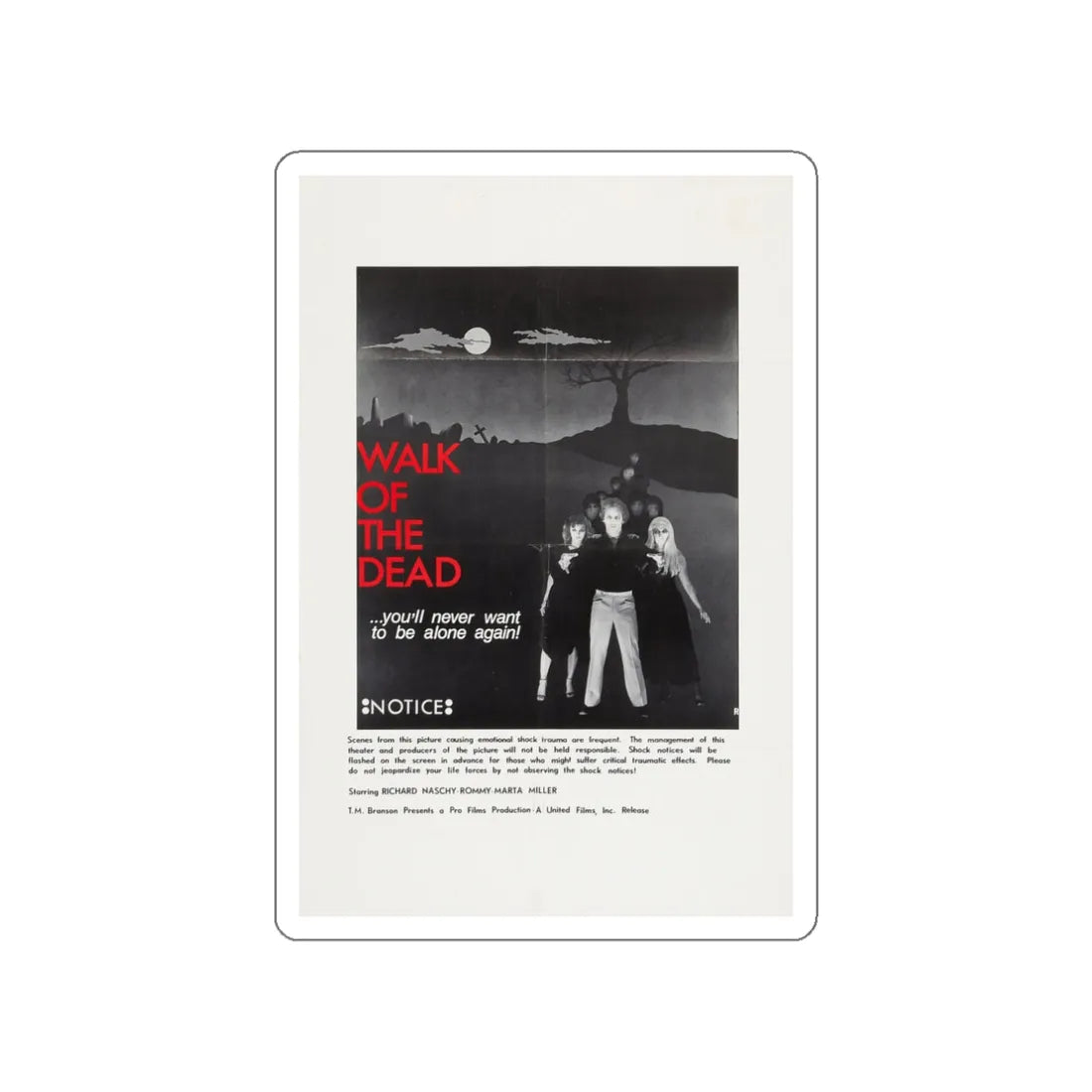 WALK OF THE DEAD (VENGEANCE OF THE ZOMBIES) (2) 1973 Movie Poster STICKER Vinyl Die-Cut Decal 3 Inch - The Sticker Space