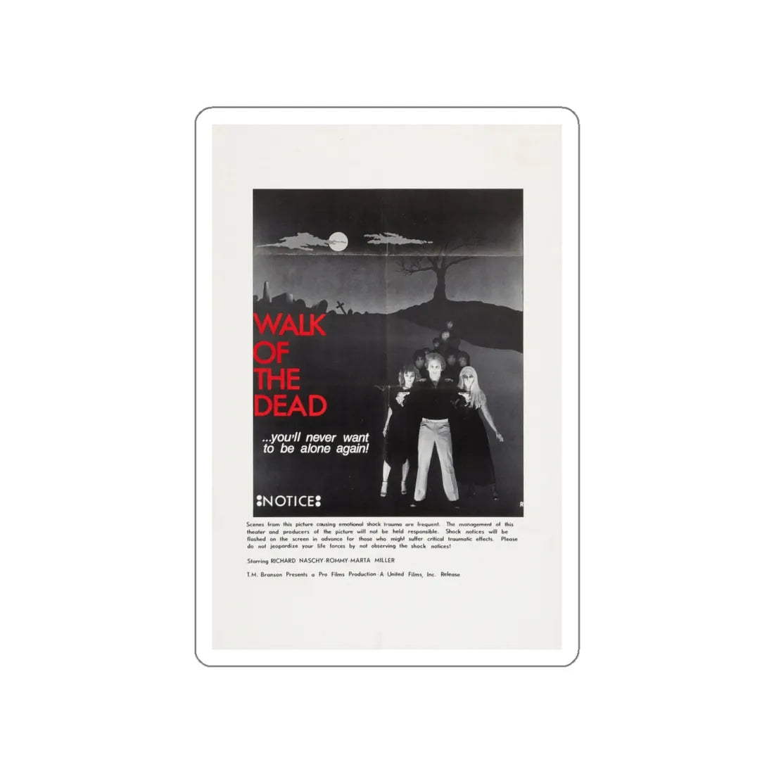 WALK OF THE DEAD (VENGEANCE OF THE ZOMBIES) (2) 1973 Movie Poster STICKER Vinyl Die-Cut Decal 4 Inch - The Sticker Space