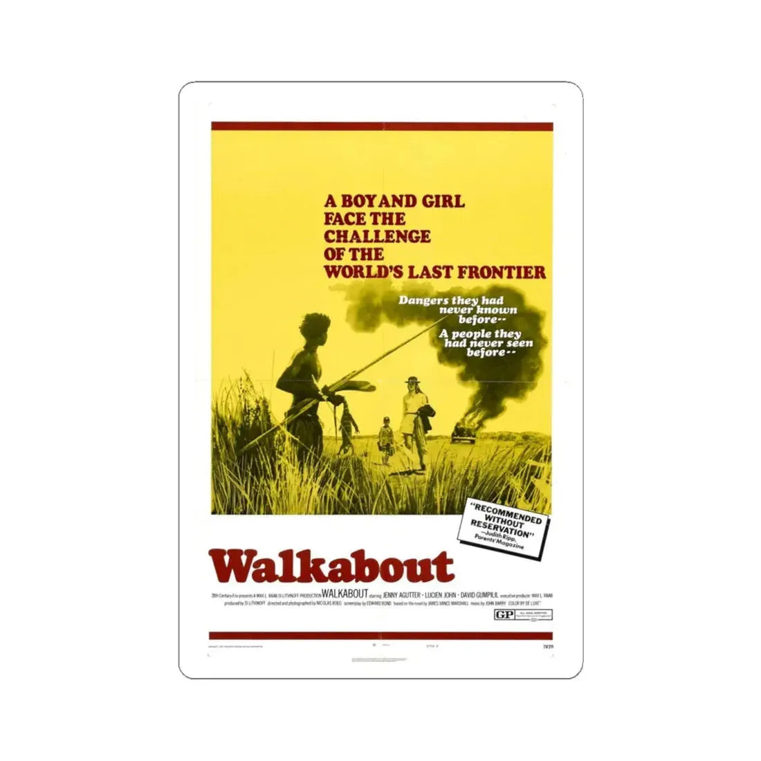 Walkabout 1971 Movie Poster - STICKER Vinyl Kiss-Cut Decal 6 Inch White - The Sticker Space