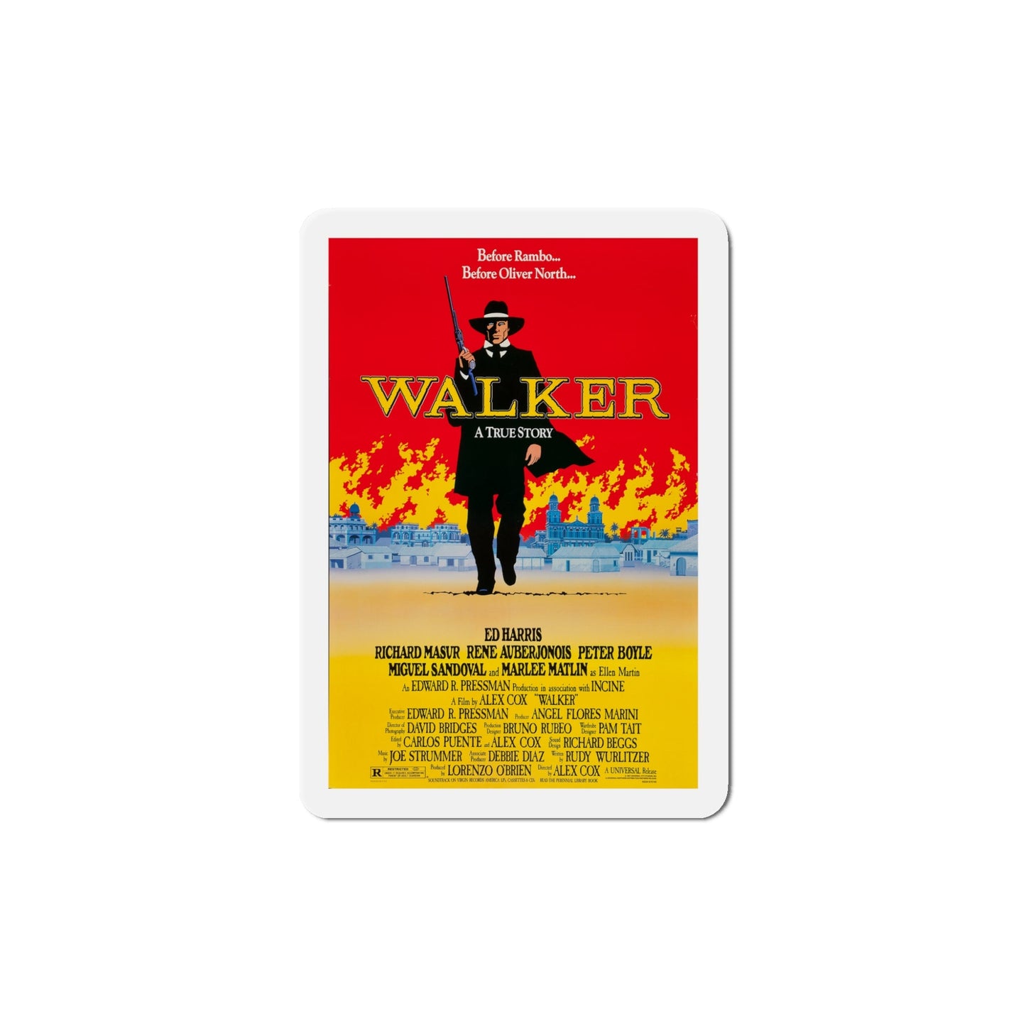 Walker 1987 Movie Poster Die-Cut Magnet-5" x 5"-The Sticker Space