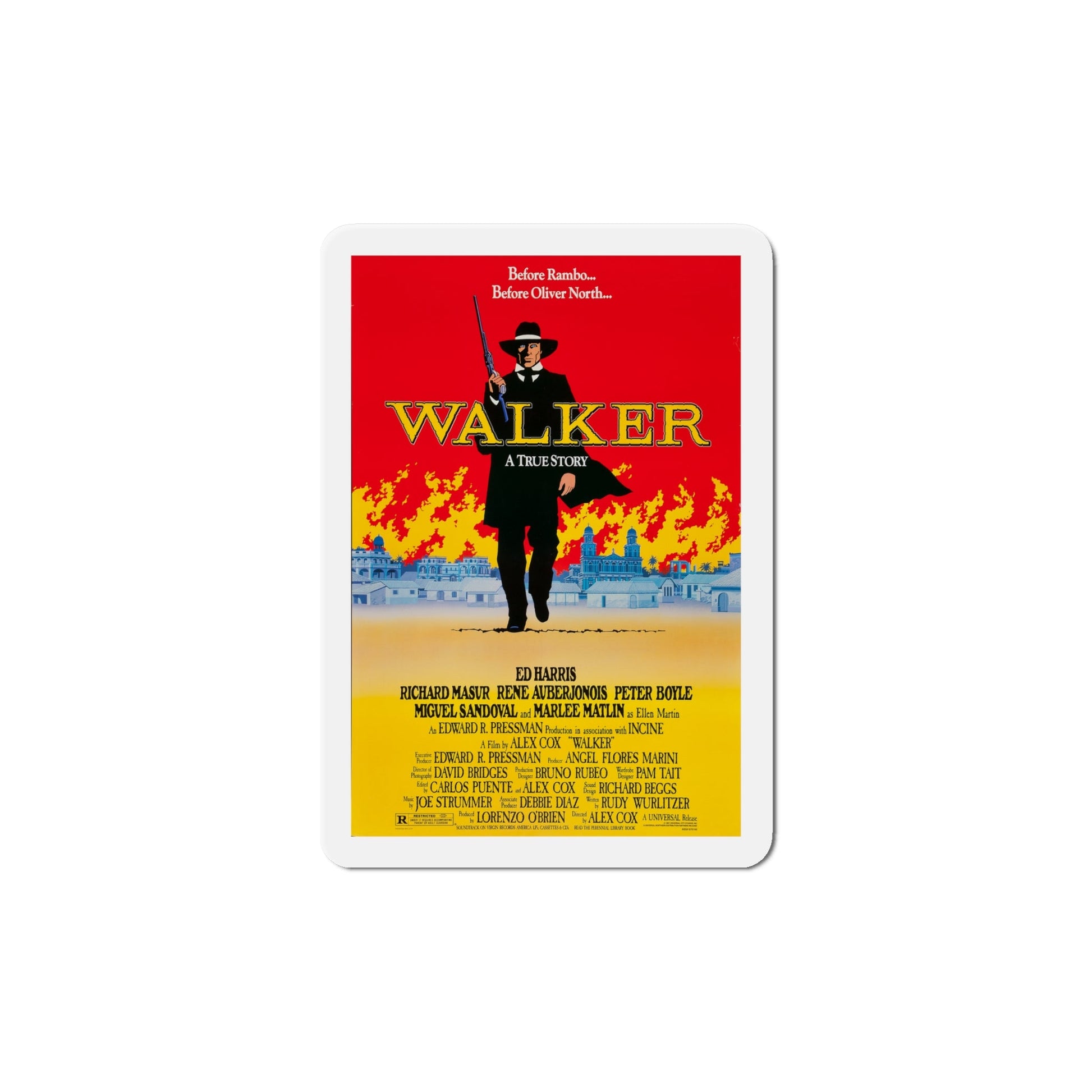 Walker 1987 Movie Poster Die-Cut Magnet-6 × 6"-The Sticker Space