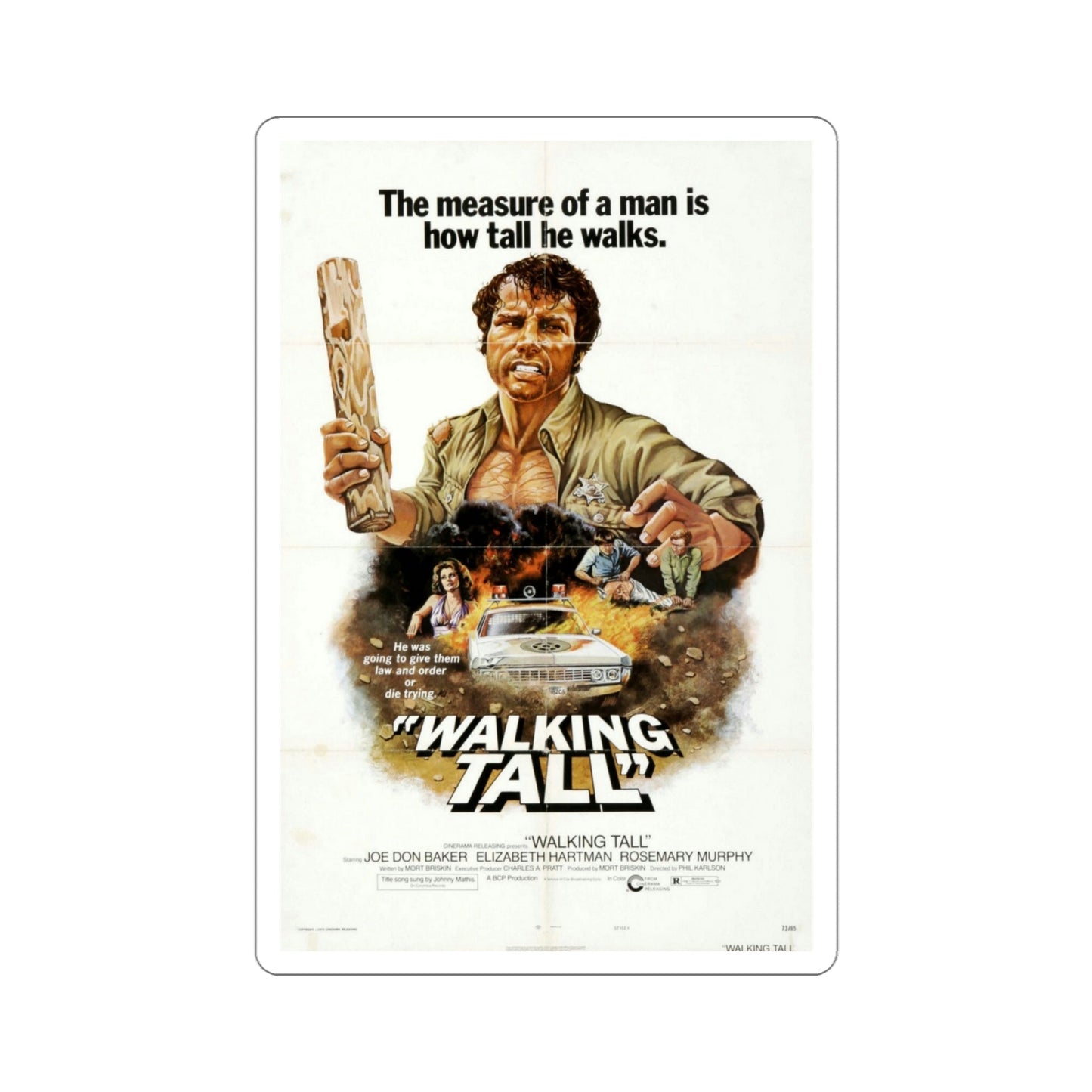 Walking Tall 1973 2 Movie Poster STICKER Vinyl Die-Cut Decal-4 Inch-The Sticker Space