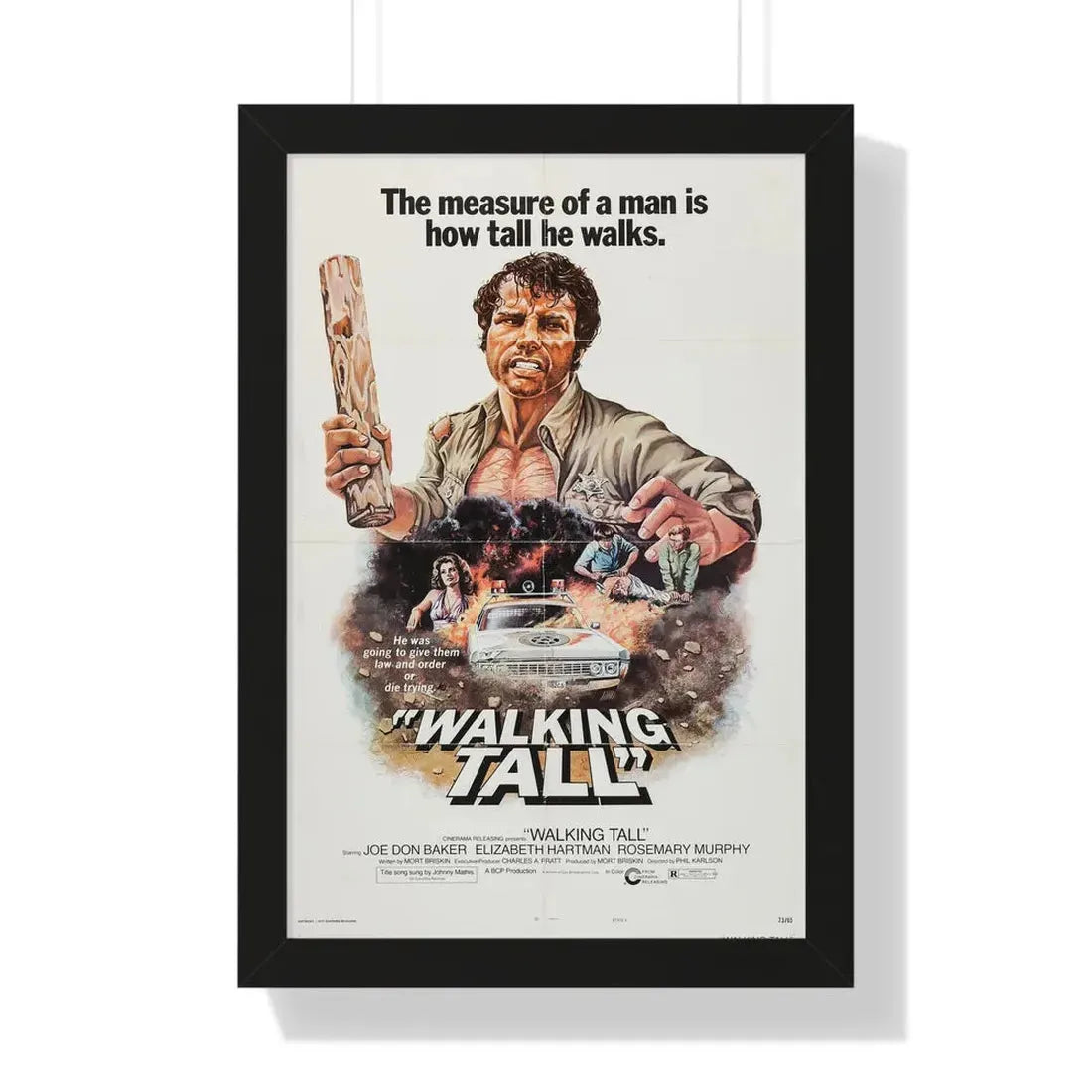 WALKING TALL 1973 - Framed Movie Poster 16″ x 24″ Black - The Sticker Space