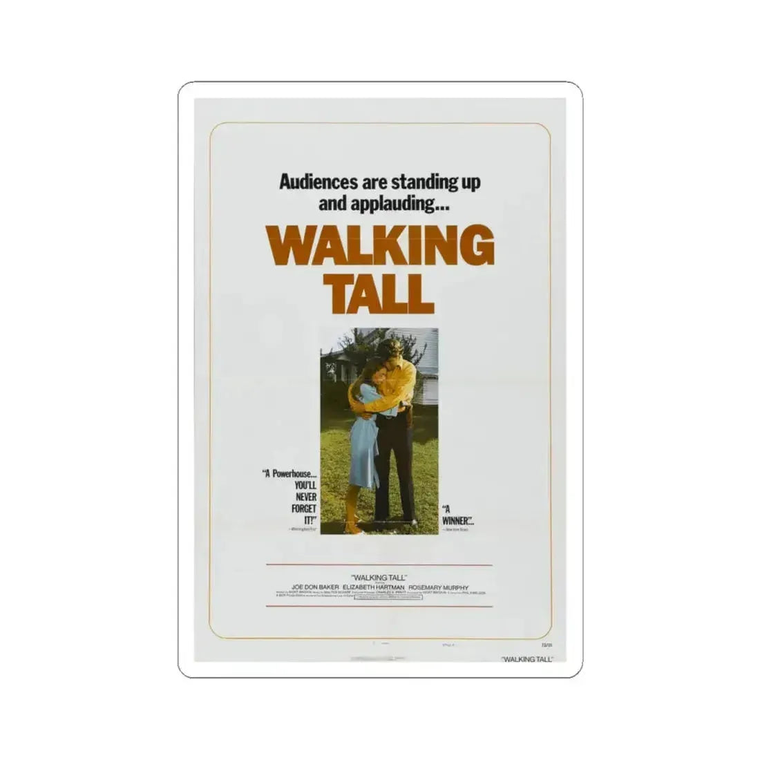 Walking Tall 1973 Movie Poster - STICKER Vinyl Kiss-Cut Decal 4 Inch White - The Sticker Space