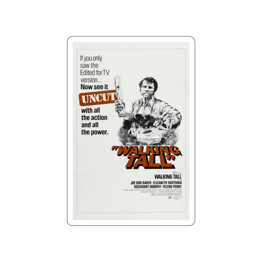 WALKING TALL (2) 1973 Movie Poster STICKER Vinyl Die-Cut Decal 6 Inch - The Sticker Space