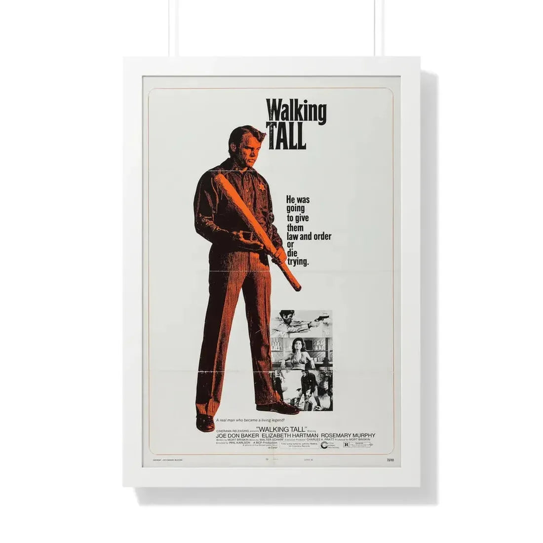 WALKING TALL (3) 1973 - Framed Movie Poster 20" x 30" White - The Sticker Space