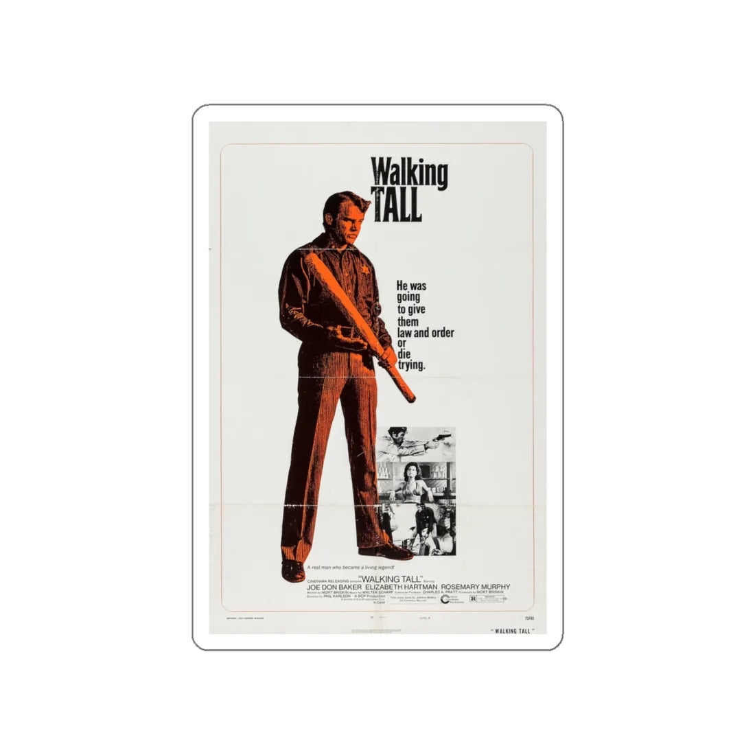 WALKING TALL (3) 1973 Movie Poster STICKER Vinyl Die-Cut Decal 6 Inch - The Sticker Space