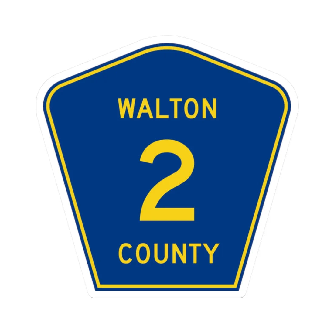 Walton County 2 (Florida) (Road Sign) STICKER Vinyl Kiss-Cut Decal 2 Inch White - The Sticker Space