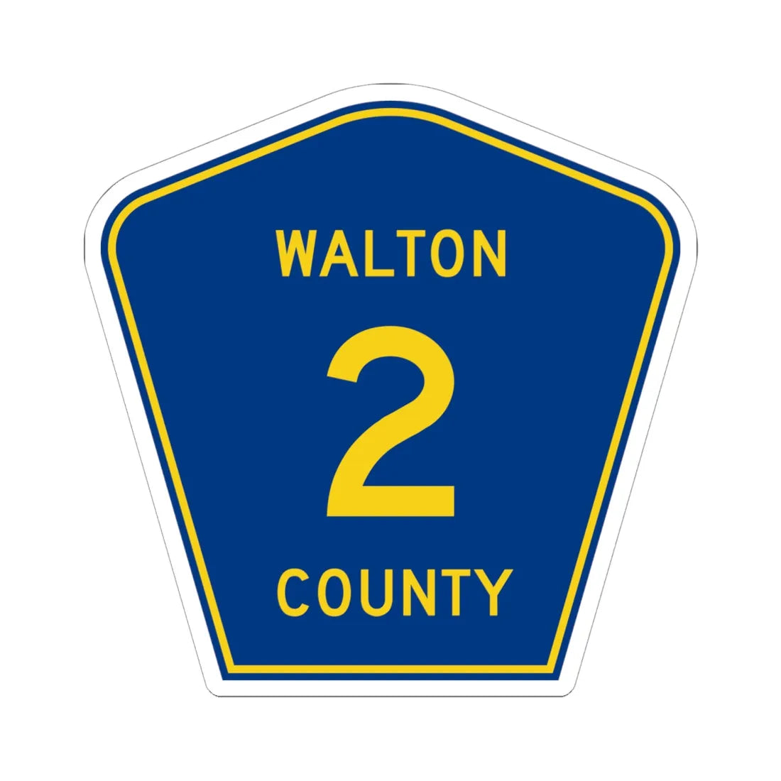 Walton County 2 (Florida) (Road Sign) STICKER Vinyl Kiss-Cut Decal 6 Inch White - The Sticker Space