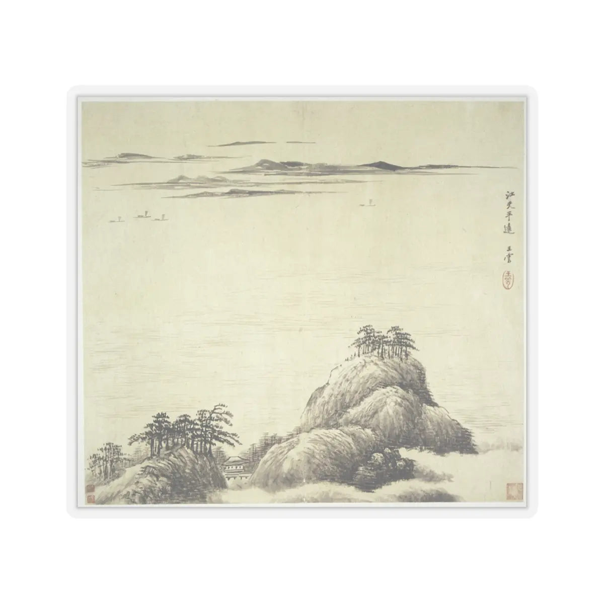 Wang Hui - Landscapes after old masters - dated 1692 v3 - STICKER Vinyl Kiss-Cut Decal
