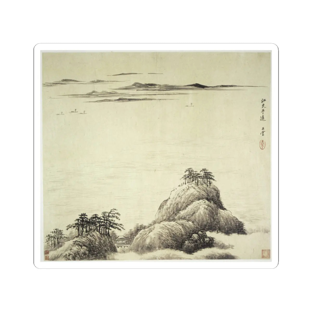 Wang Hui - Landscapes after old masters - dated 1692 v3 - STICKER Vinyl Kiss-Cut Decal