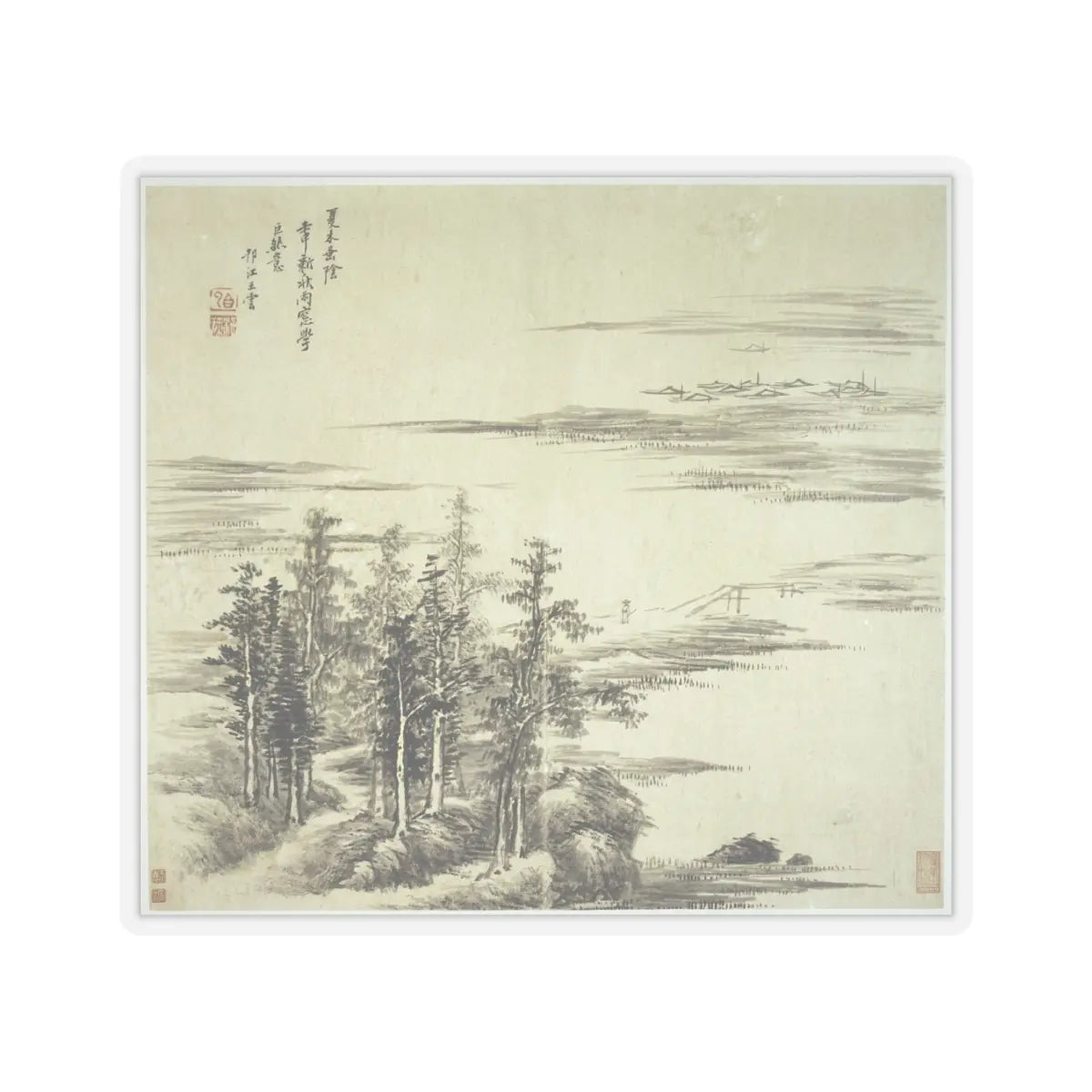 Wang Hui - Landscapes after old masters - dated 1692 v4 - STICKER Vinyl Kiss-Cut Decal