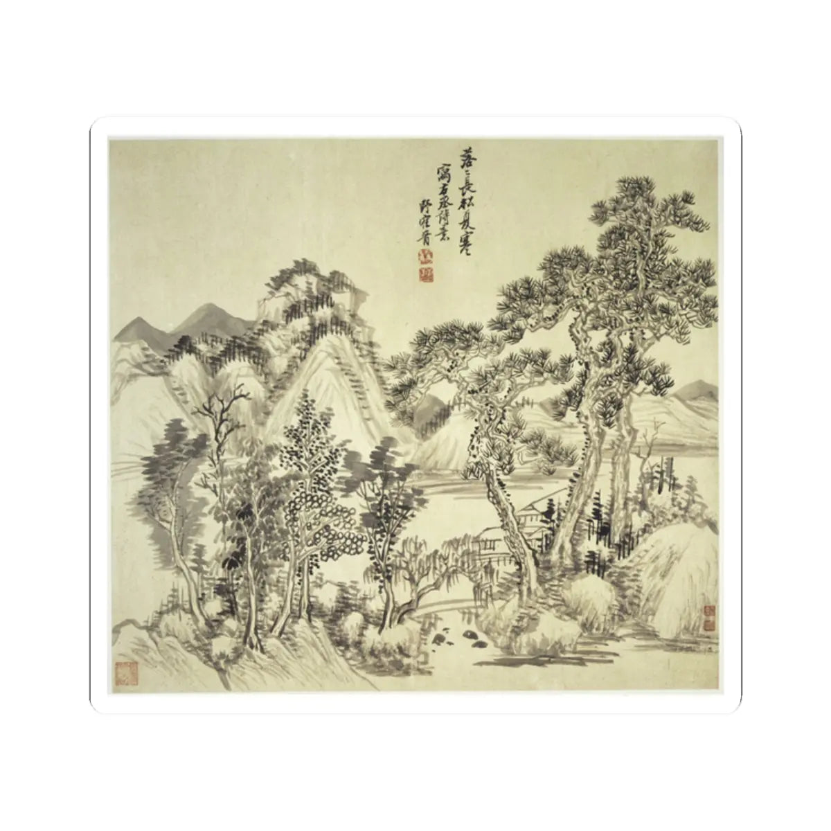 Wang Hui - Landscapes after old masters - dated 1692 v7 - STICKER Vinyl Kiss-Cut Decal