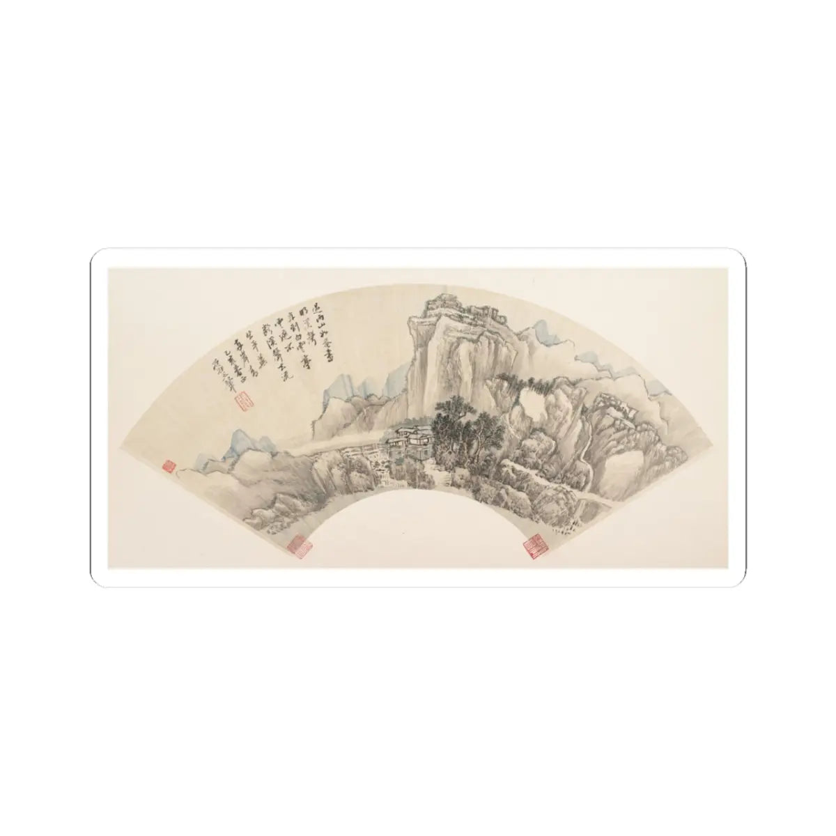 Wang Hui - Mountains after Rain - dated 1695 - STICKER Vinyl Kiss-Cut Decal