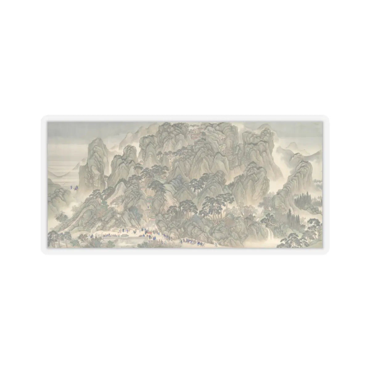 Wang Hui - The Kangxi Emperor's Southern Inspection Tour, Scroll Three- Ji'nan to Mount Tai - datable to 1698 v1 - STICKER Vinyl Kiss-Cut Decal