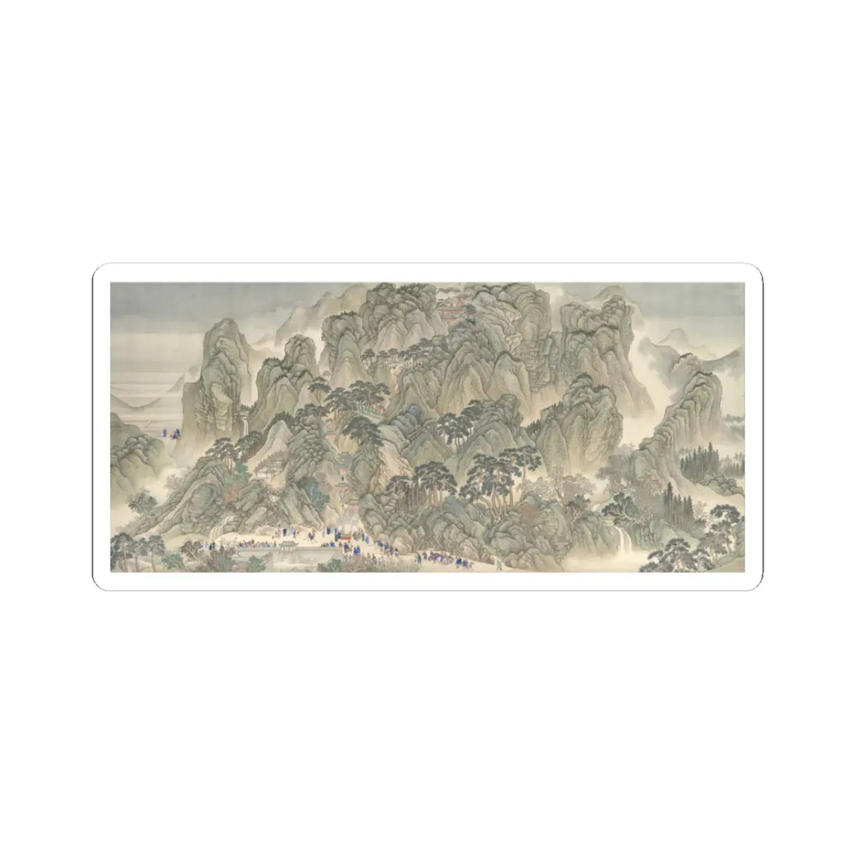Wang Hui - The Kangxi Emperor's Southern Inspection Tour, Scroll Three- Ji'nan to Mount Tai - datable to 1698 v1 - STICKER Vinyl Kiss-Cut Decal