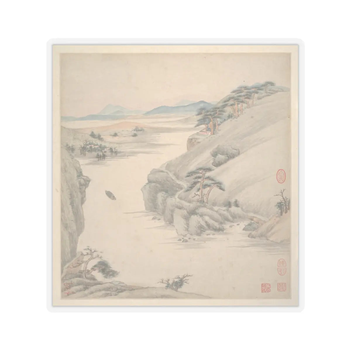 Wang Jian - Landscapes in the styles of ancient masters - 17th century v11 - STICKER Vinyl Kiss-Cut Decal