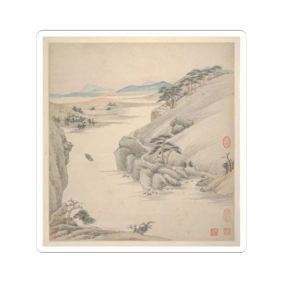 Wang Jian - Landscapes in the styles of ancient masters - 17th century v11 - STICKER Vinyl Kiss-Cut Decal