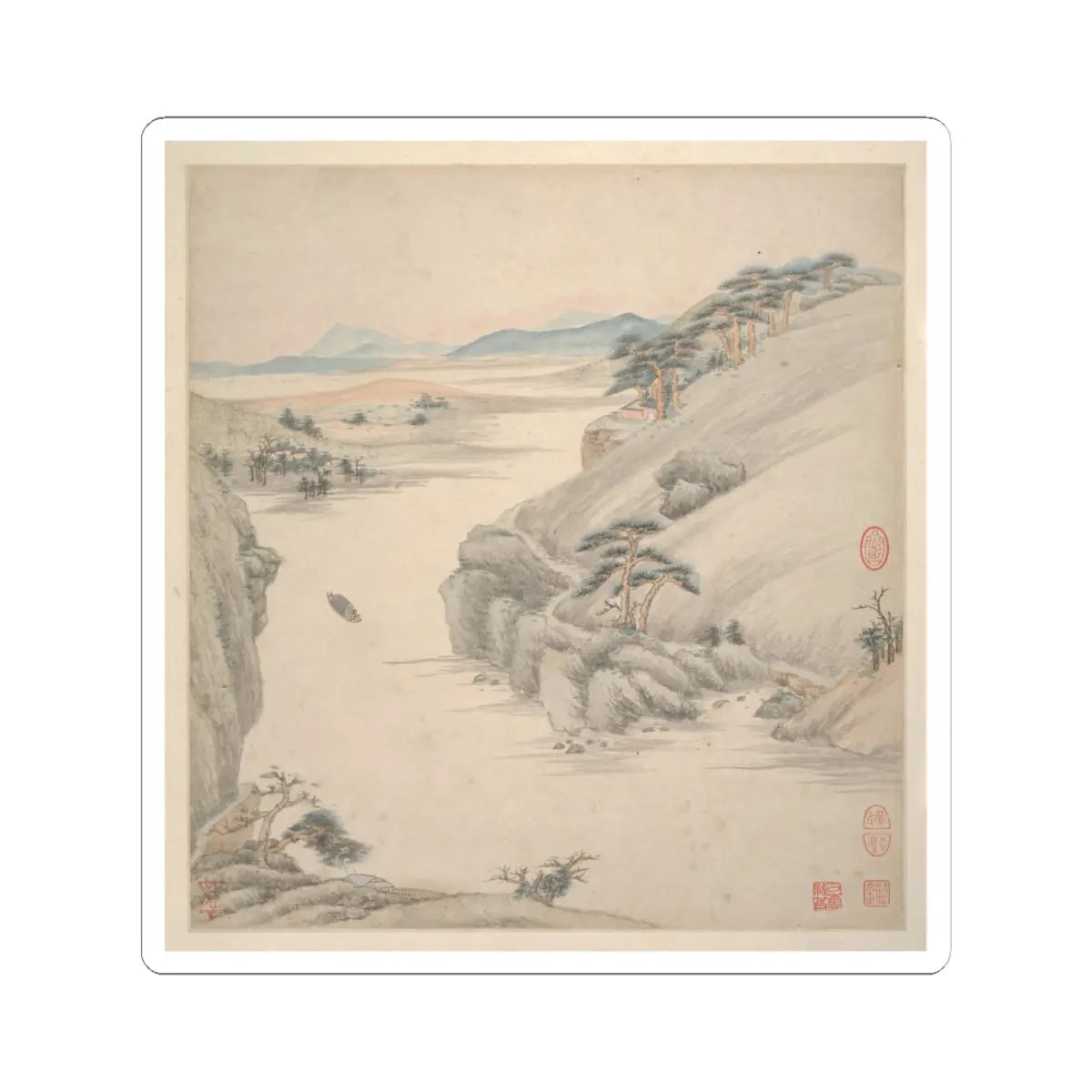 Wang Jian - Landscapes in the styles of ancient masters - 17th century v11 - STICKER Vinyl Kiss-Cut Decal