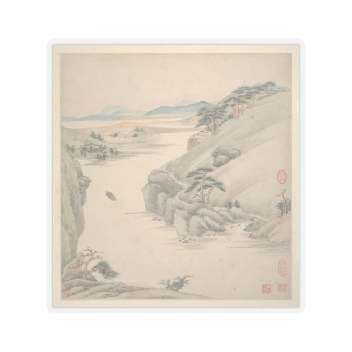 Wang Jian - Landscapes in the styles of ancient masters - 17th century v11 - STICKER Vinyl Kiss-Cut Decal