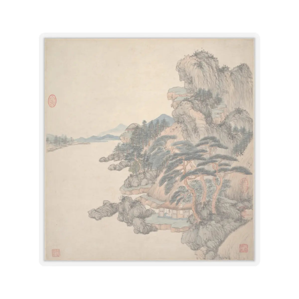 Wang Jian - Landscapes in the styles of ancient masters - 17th century v14 - STICKER Vinyl Kiss-Cut Decal