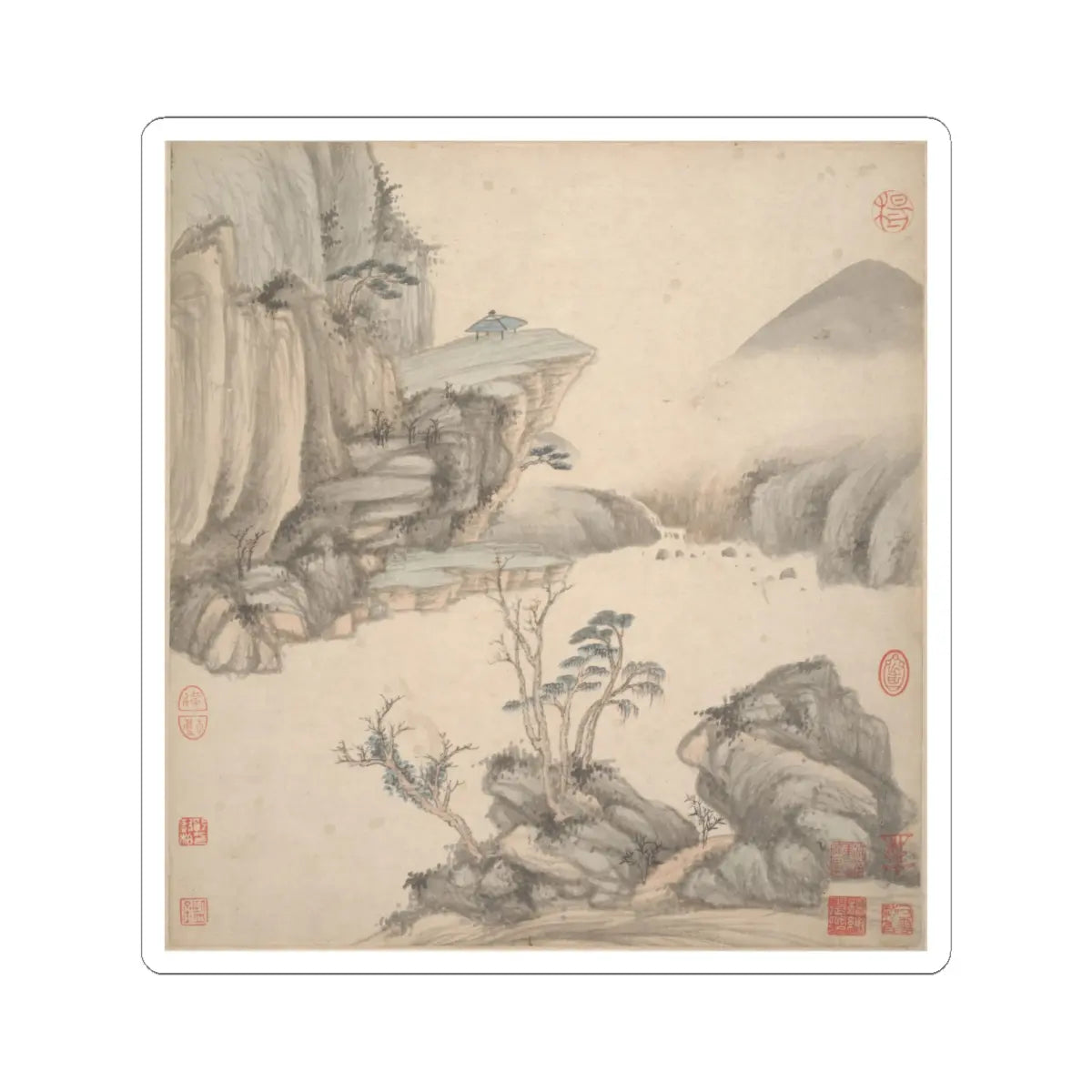 Wang Jian - Landscapes in the styles of ancient masters - 17th century v17 - STICKER Vinyl Kiss-Cut Decal