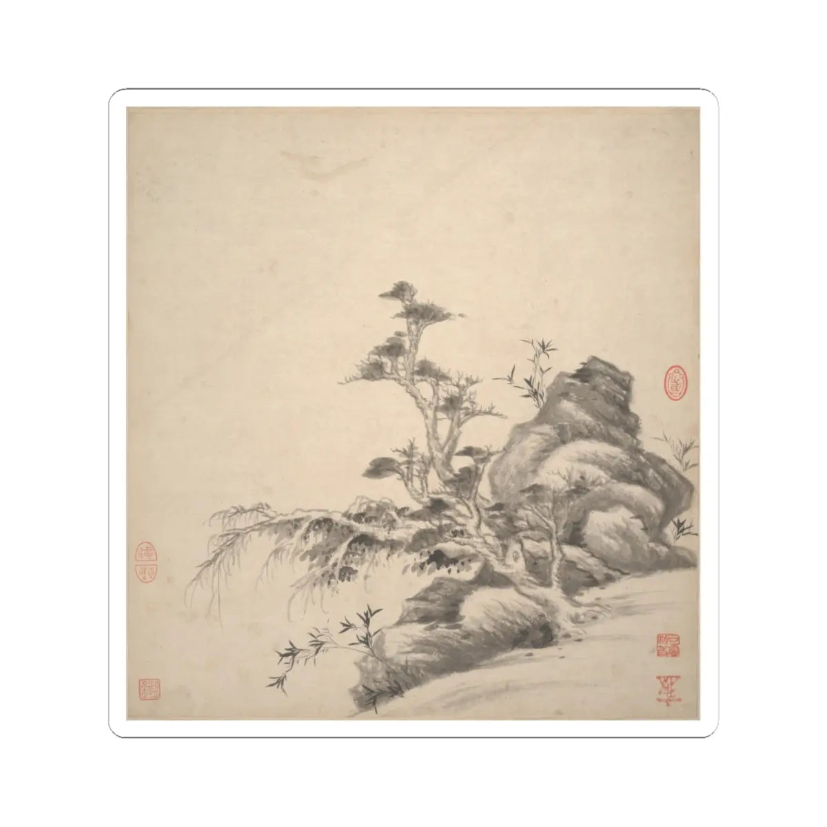 Wang Jian - Landscapes in the styles of ancient masters - 17th century v19 - STICKER Vinyl Kiss-Cut Decal