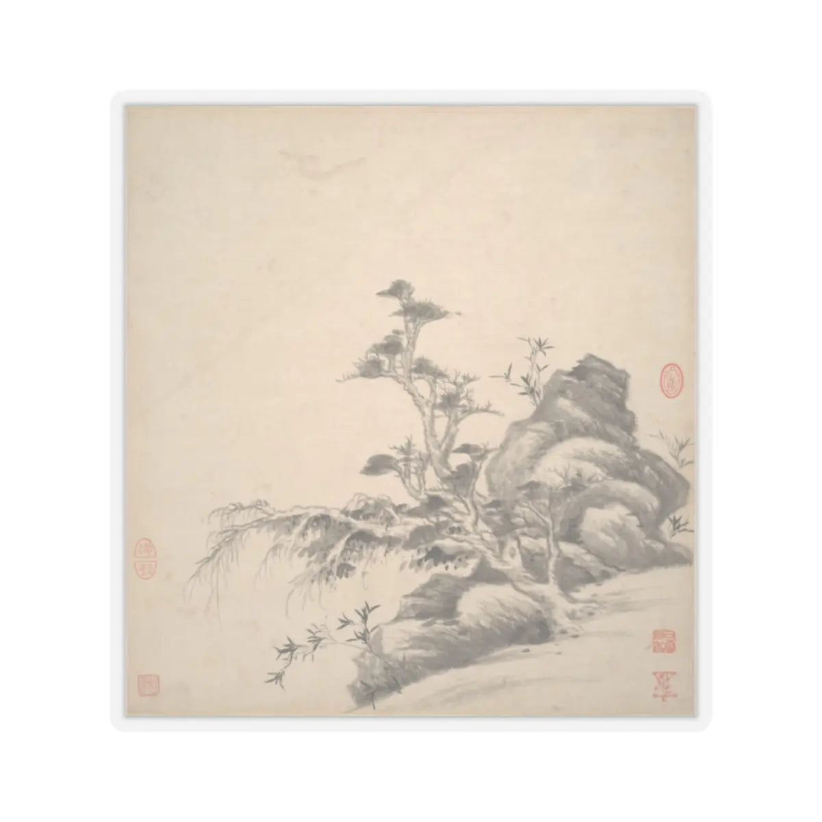 Wang Jian - Landscapes in the styles of ancient masters - 17th century v19 - STICKER Vinyl Kiss-Cut Decal