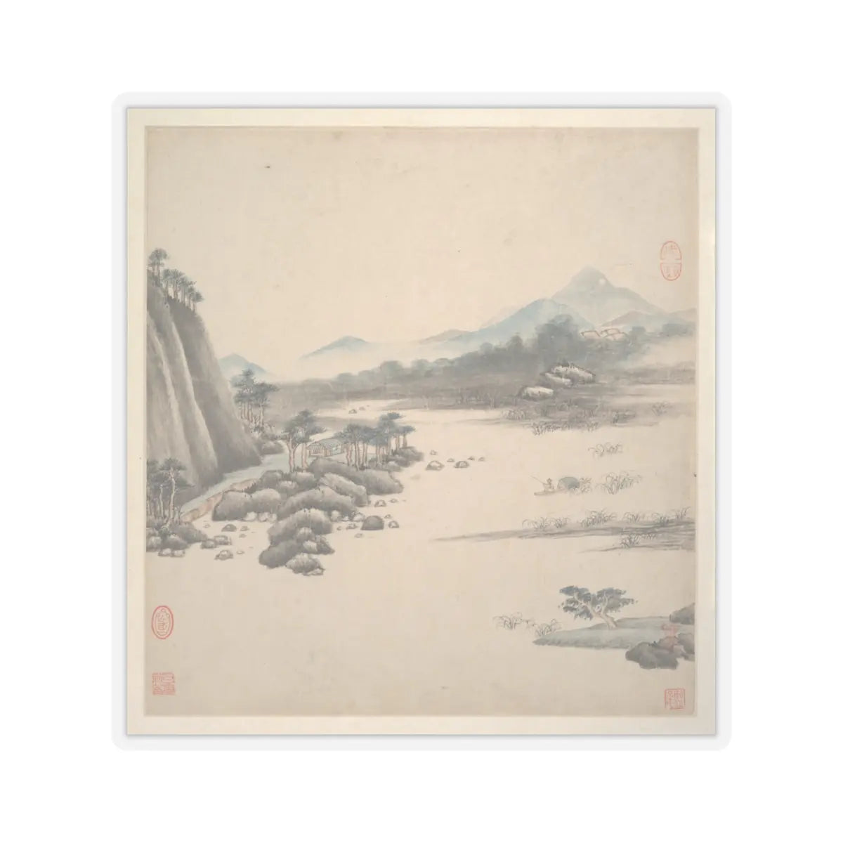 Wang Jian - Landscapes in the styles of ancient masters - 17th century v6 - STICKER Vinyl Kiss-Cut Decal