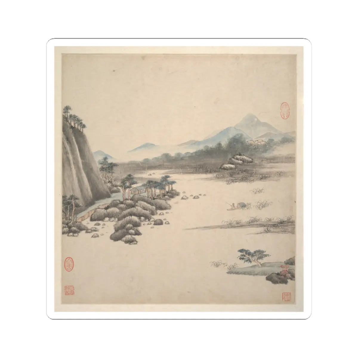 Wang Jian - Landscapes in the styles of ancient masters - 17th century v6 - STICKER Vinyl Kiss-Cut Decal