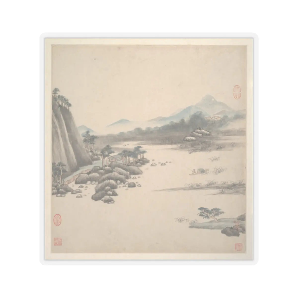 Wang Jian - Landscapes in the styles of ancient masters - 17th century v6 - STICKER Vinyl Kiss-Cut Decal