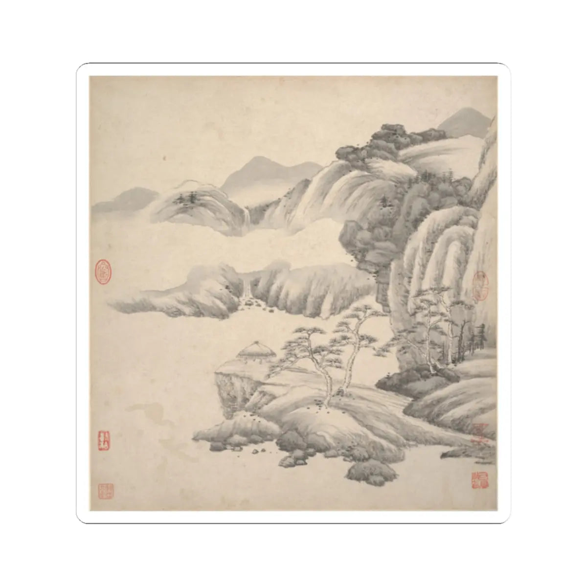 Wang Jian - Landscapes in the styles of ancient masters - 17th century v8 - STICKER Vinyl Kiss-Cut Decal