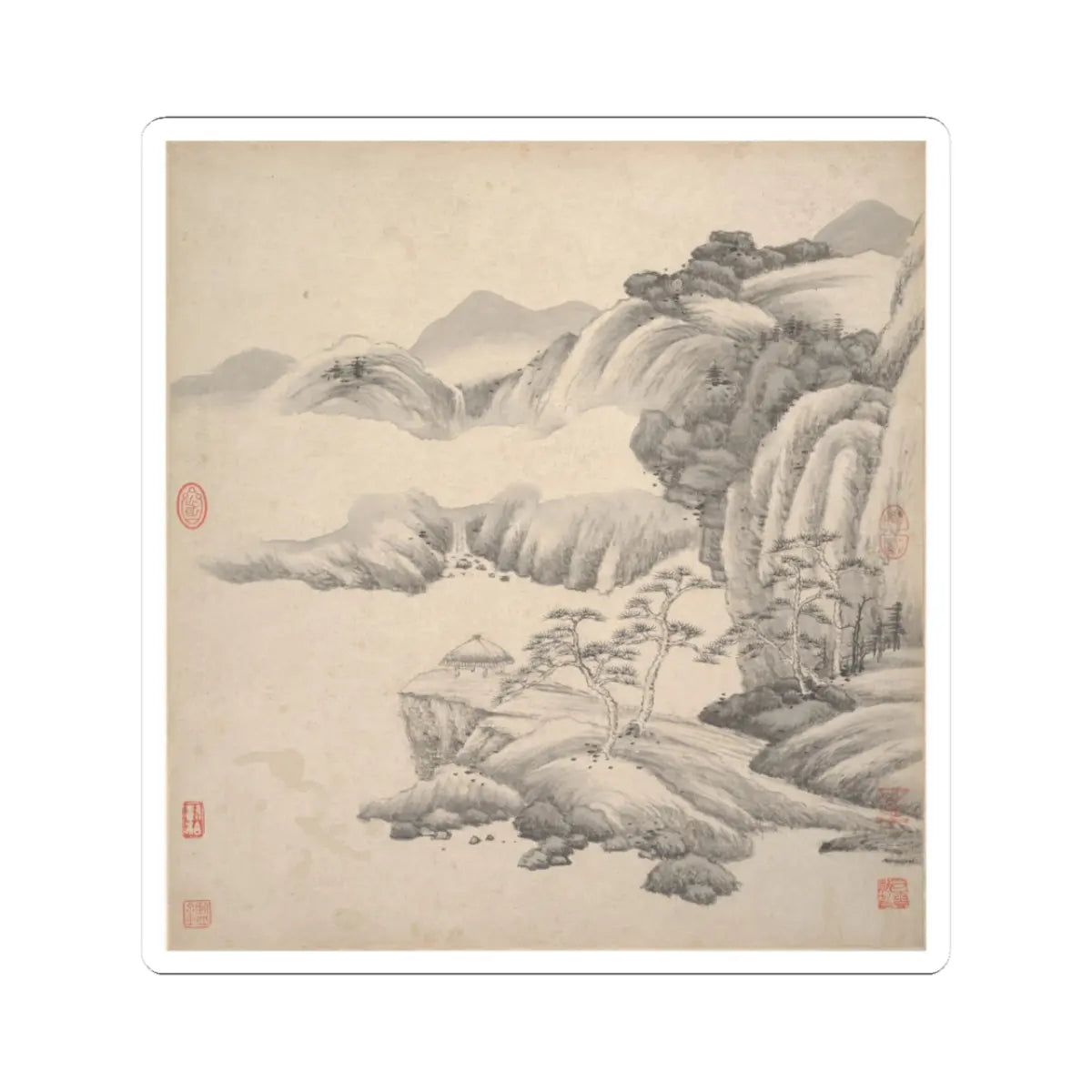 Wang Jian - Landscapes in the styles of ancient masters - 17th century v8 - STICKER Vinyl Kiss-Cut Decal