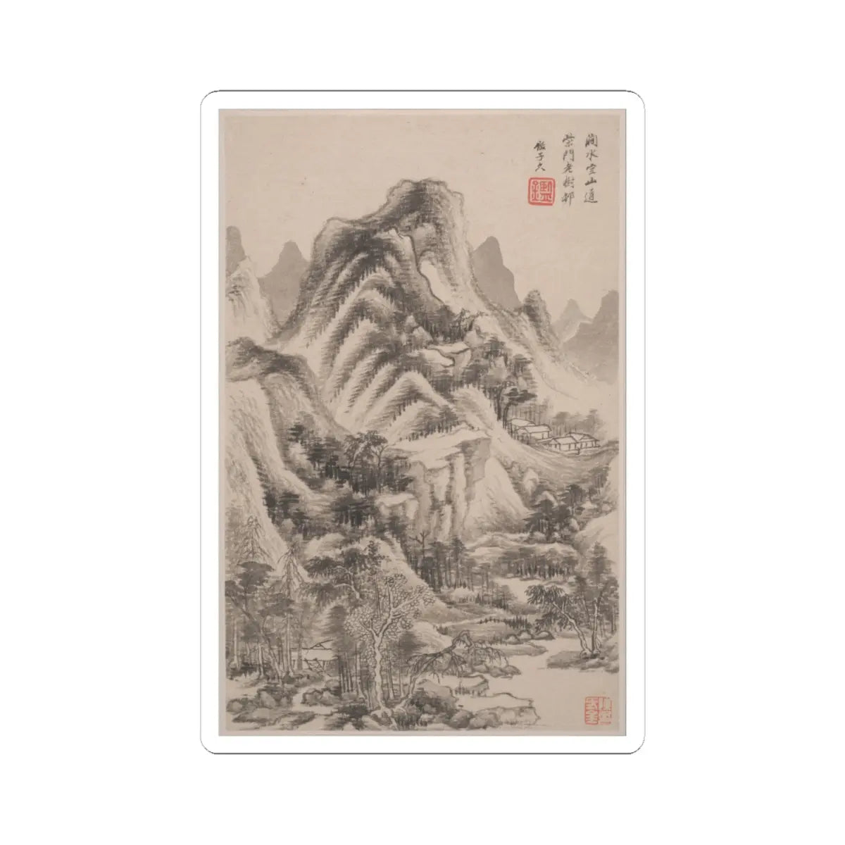 Wang Jian - Landscapes in the styles of old masters - dated 1668 v1 - STICKER Vinyl Kiss-Cut Decal